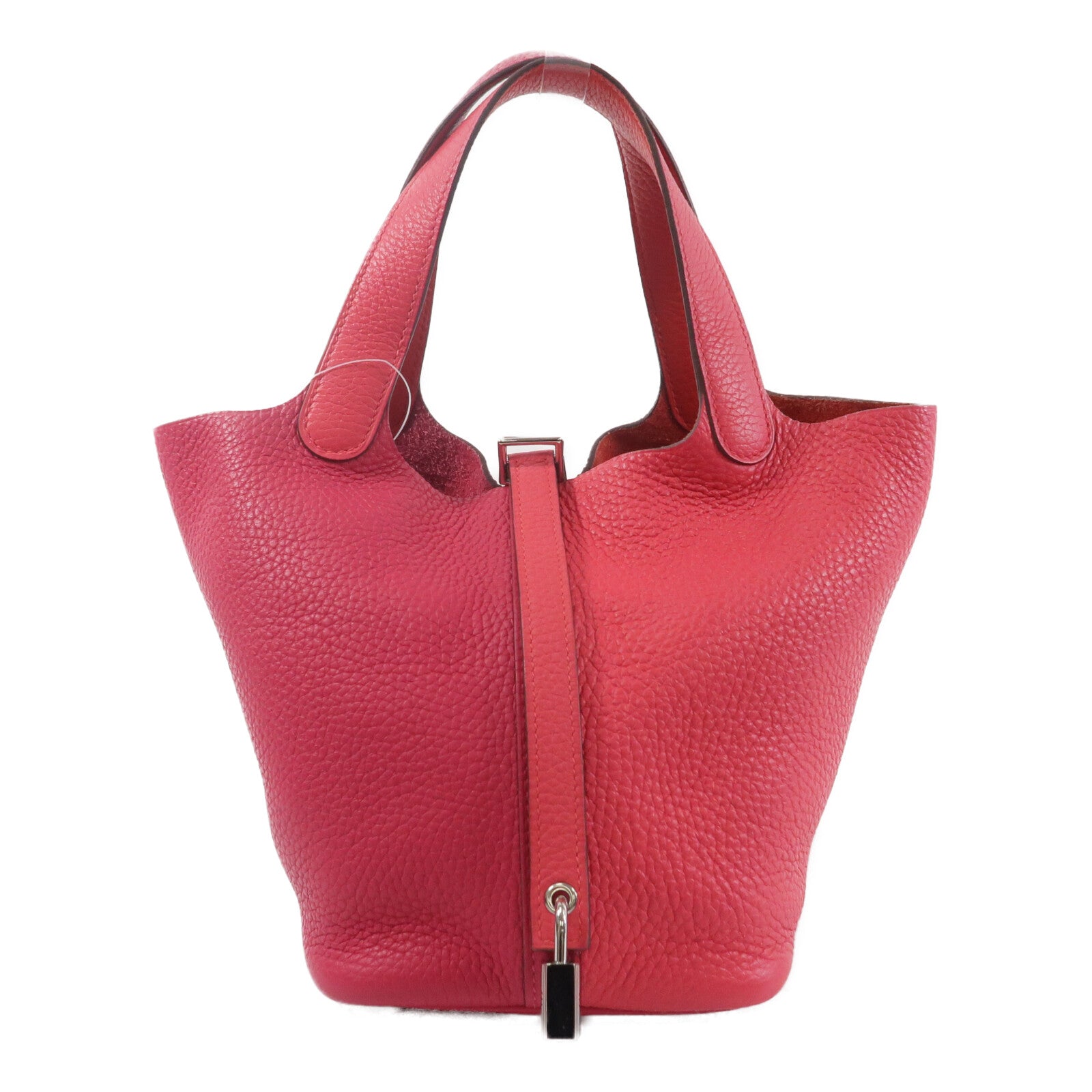 HERMES Clemence皮革Picotin PM手挽袋Rose Extreme