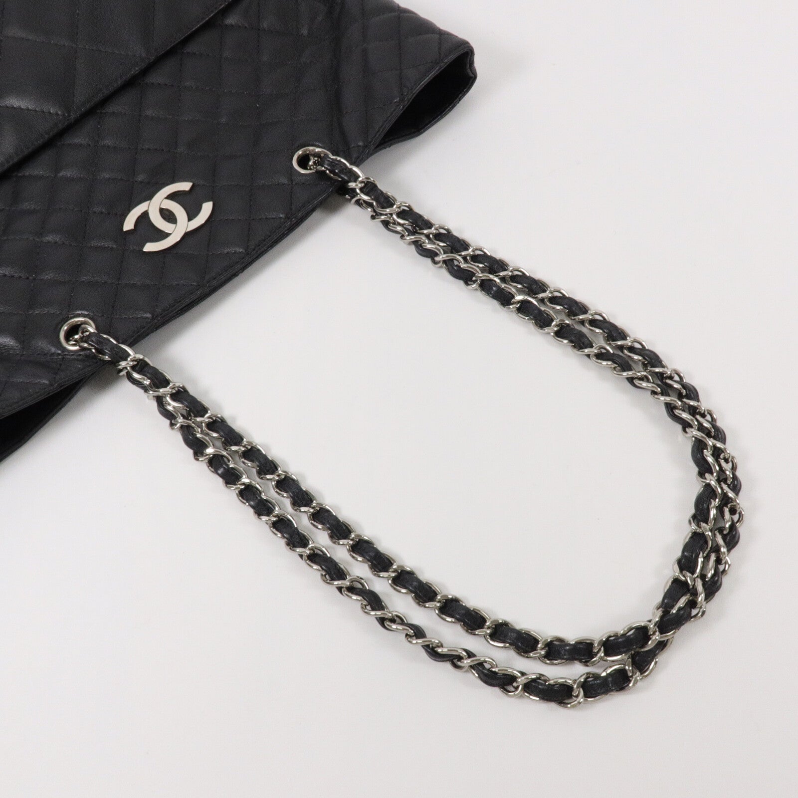 CHANEL 牛皮皮革Tote Bag鏈帶肩背袋