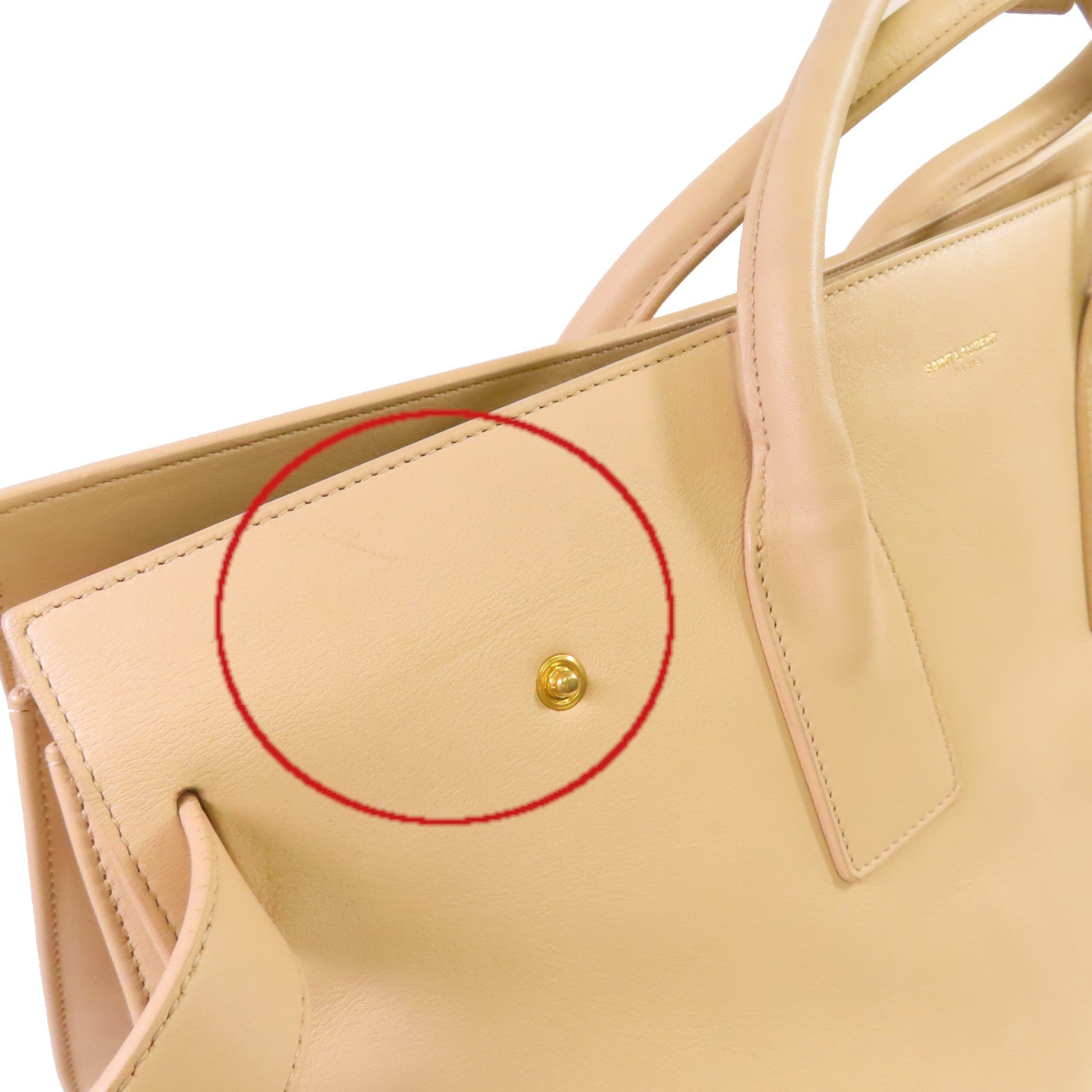 SAINT LAURENT 牛皮皮革Sac De Jour Large Shoulder Bag肩背袋杏色