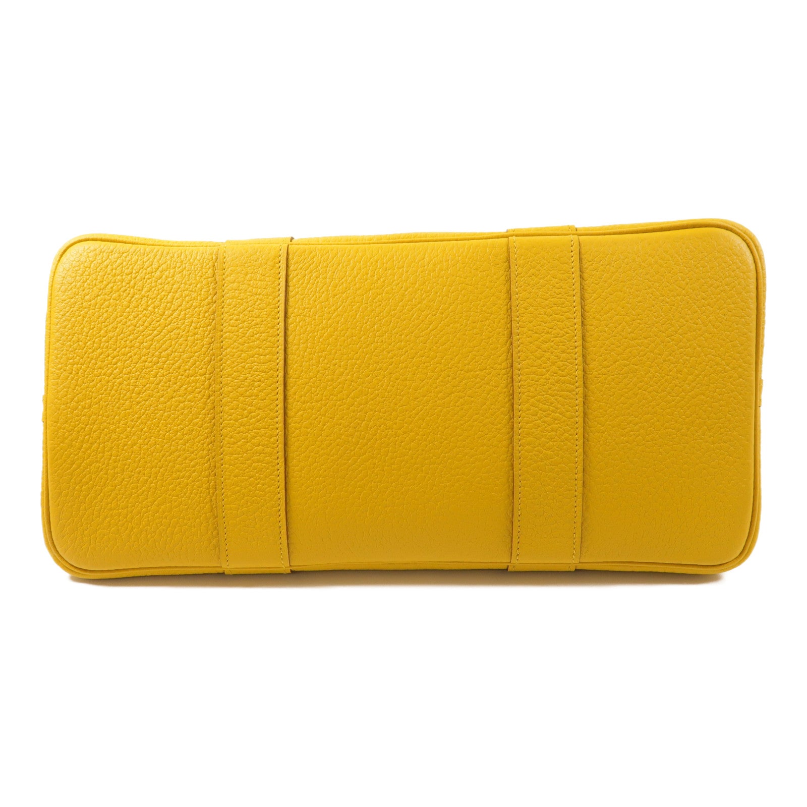 HERMES Negonda皮革Garden Party PM銀扣手挽袋Jaune Ambre