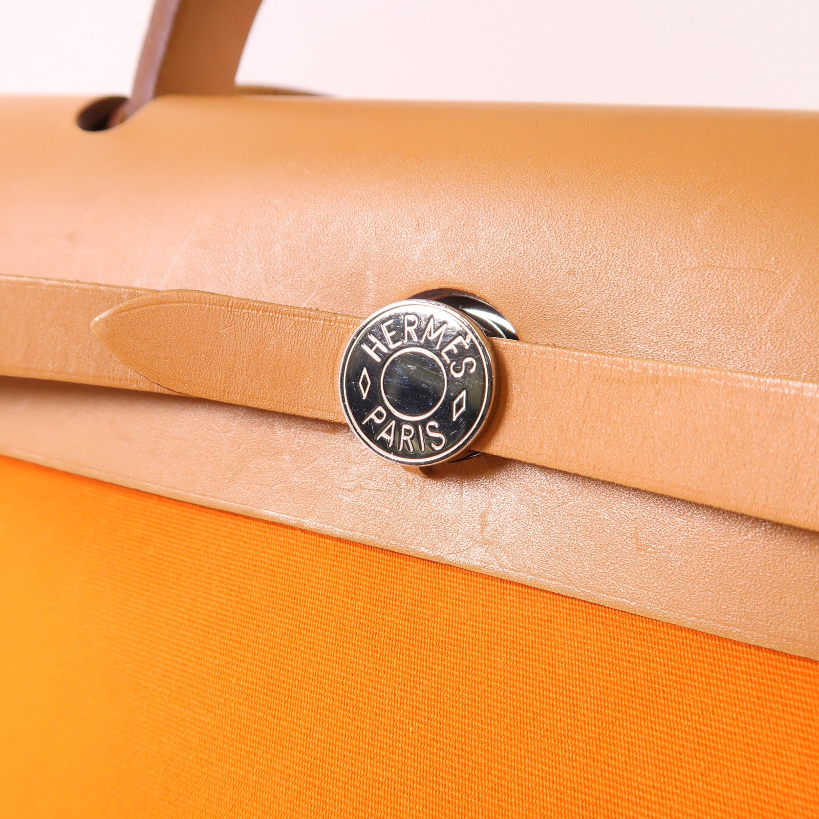 HERMES 帆布Herbag PM銀扣手挽肩背兩用袋93 Orange