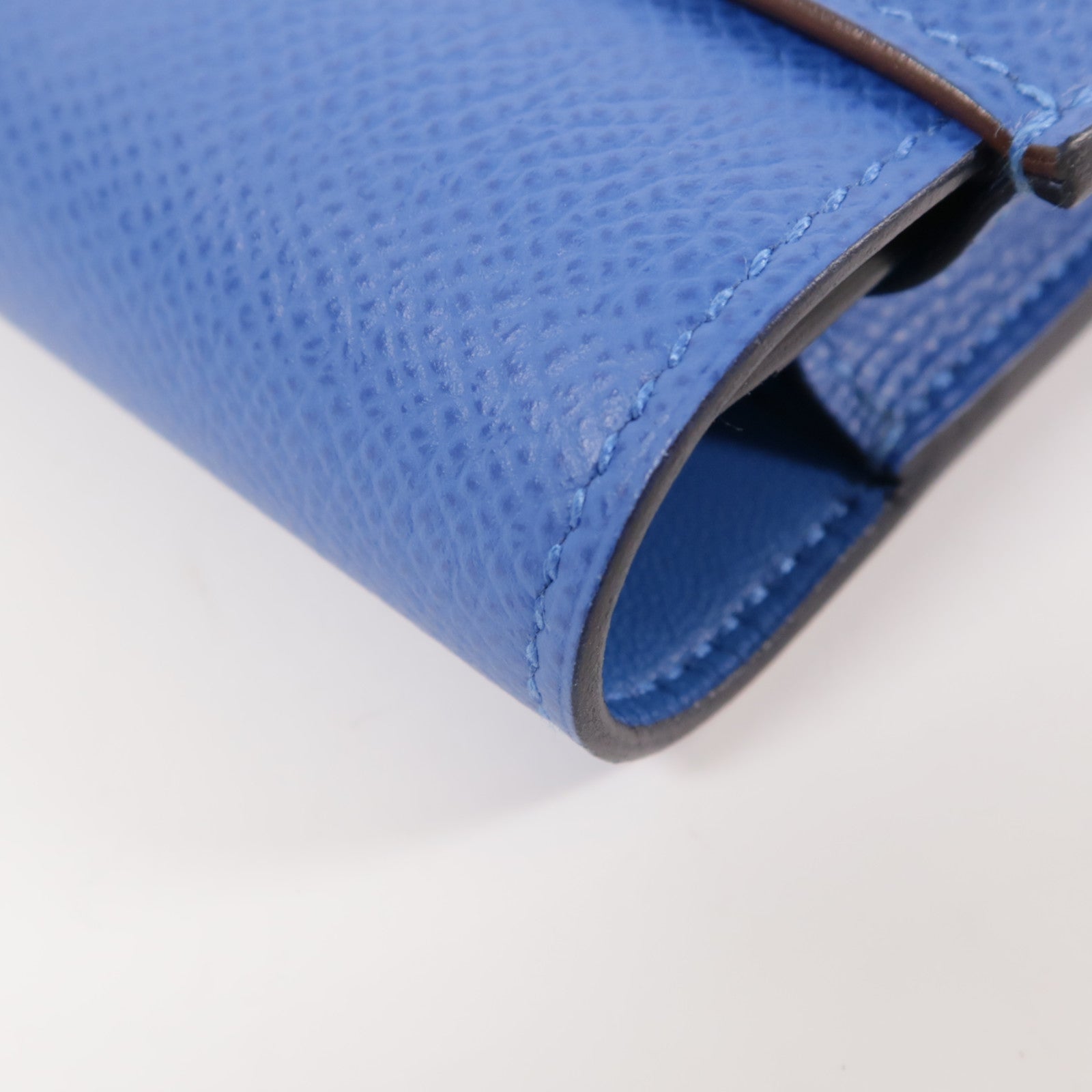 HERMES PHW Passant Long Wallet Epsom Leather Blue