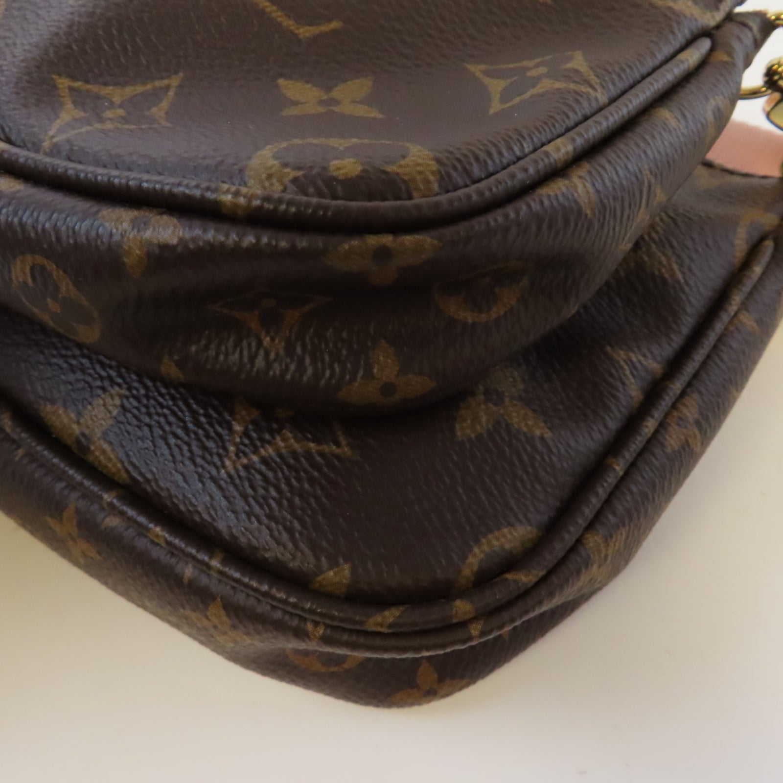 LOUIS VUITTON Monogram Multi Pochette Accessories金扣鏈帶手挽肩背兩用袋啡色/粉紅色