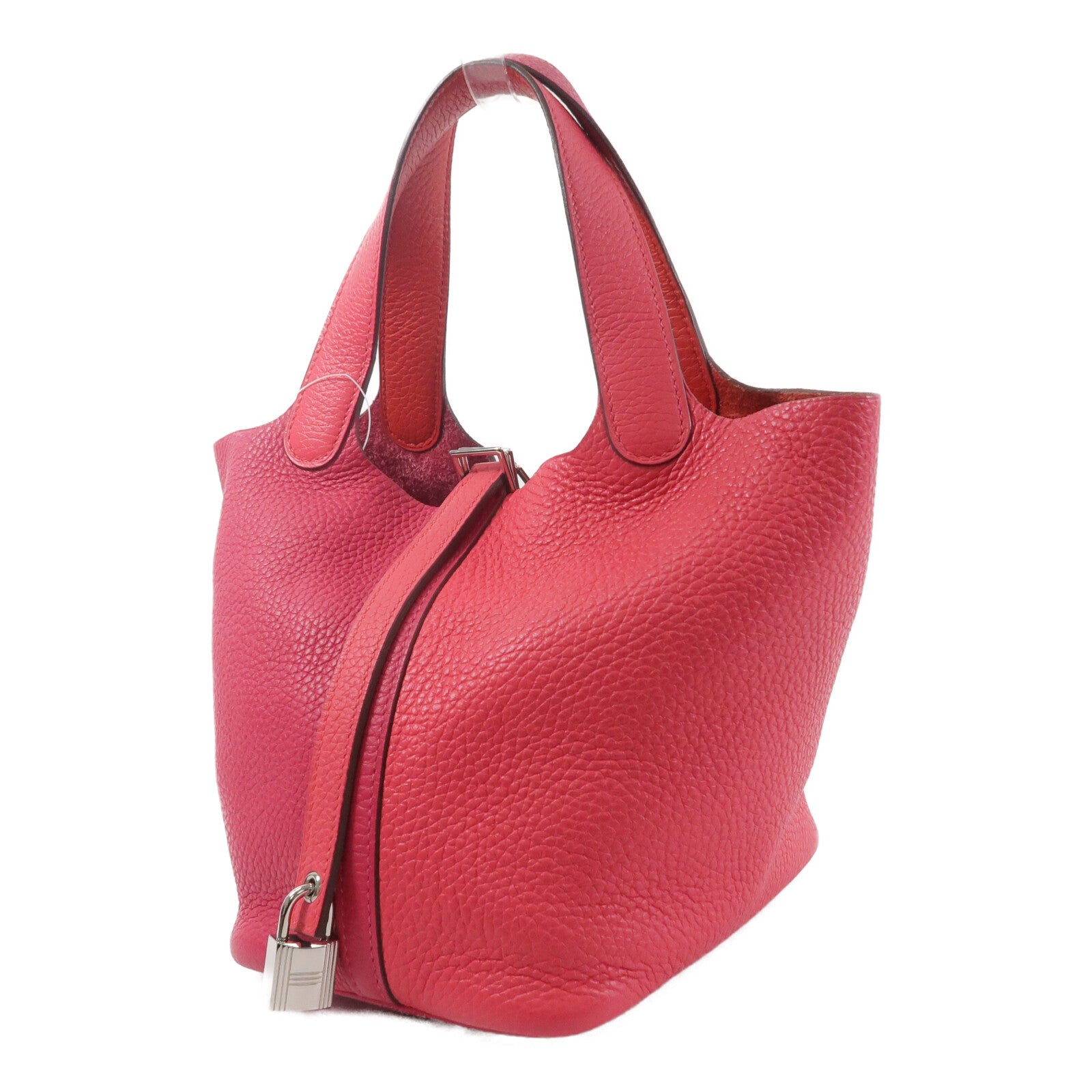 HERMES Clemence皮革Picotin PM手挽袋Rose Extreme