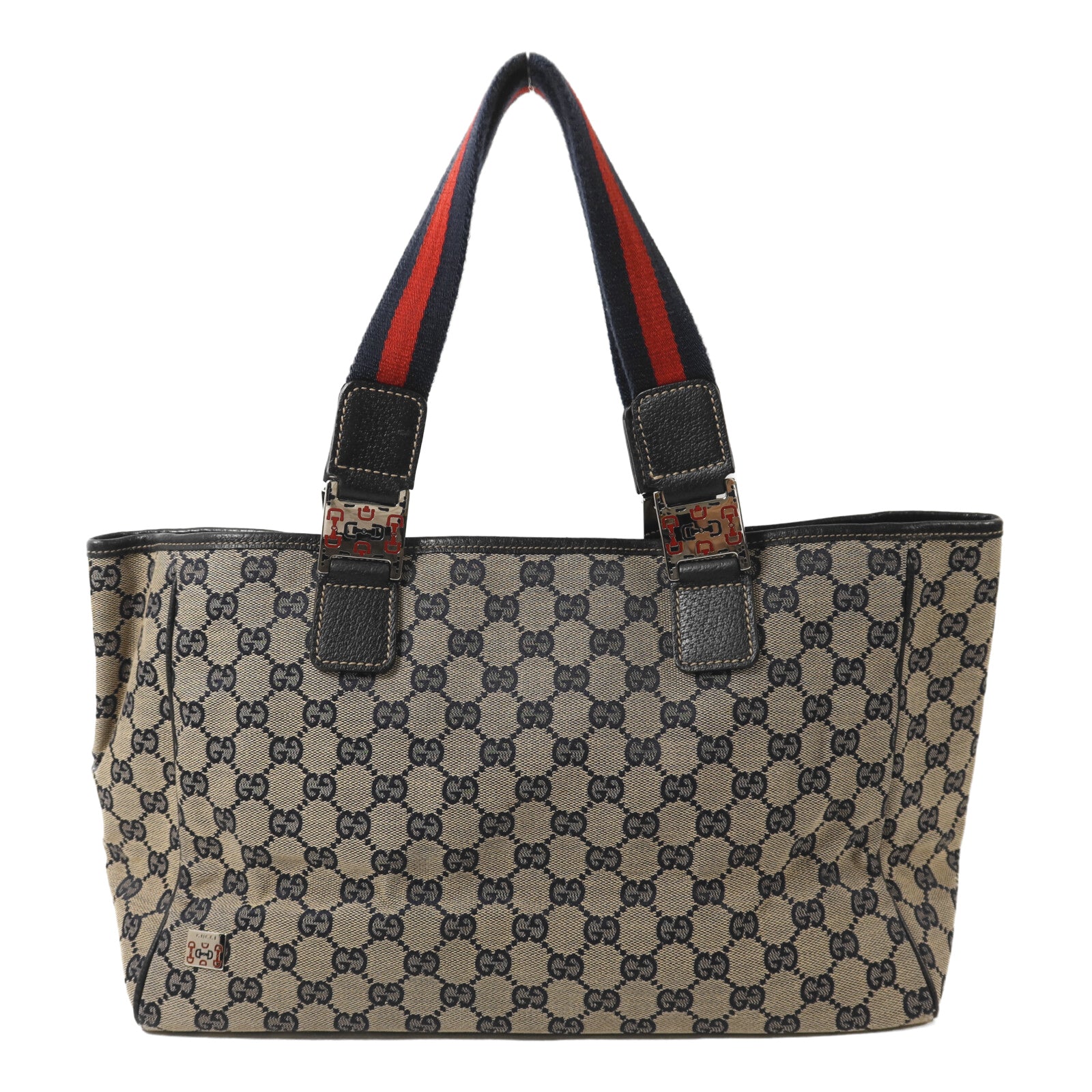 GUCCI 帆布Tote Bag Medium銀扣手挽袋