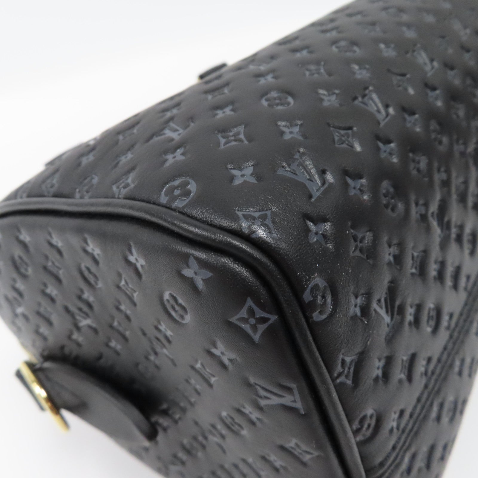 LOUIS VUITTON Nanogram Speedy Bandouliere 20金扣手挽肩背兩用袋黑色