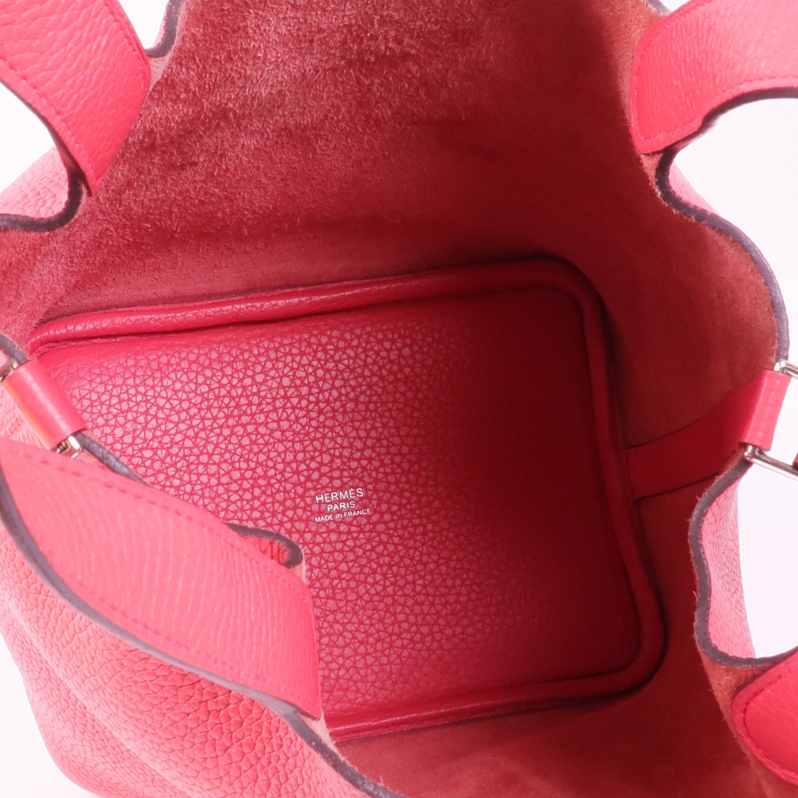 HERMES Clemence皮革Picotin PM銀扣手挽袋Rose Extreme