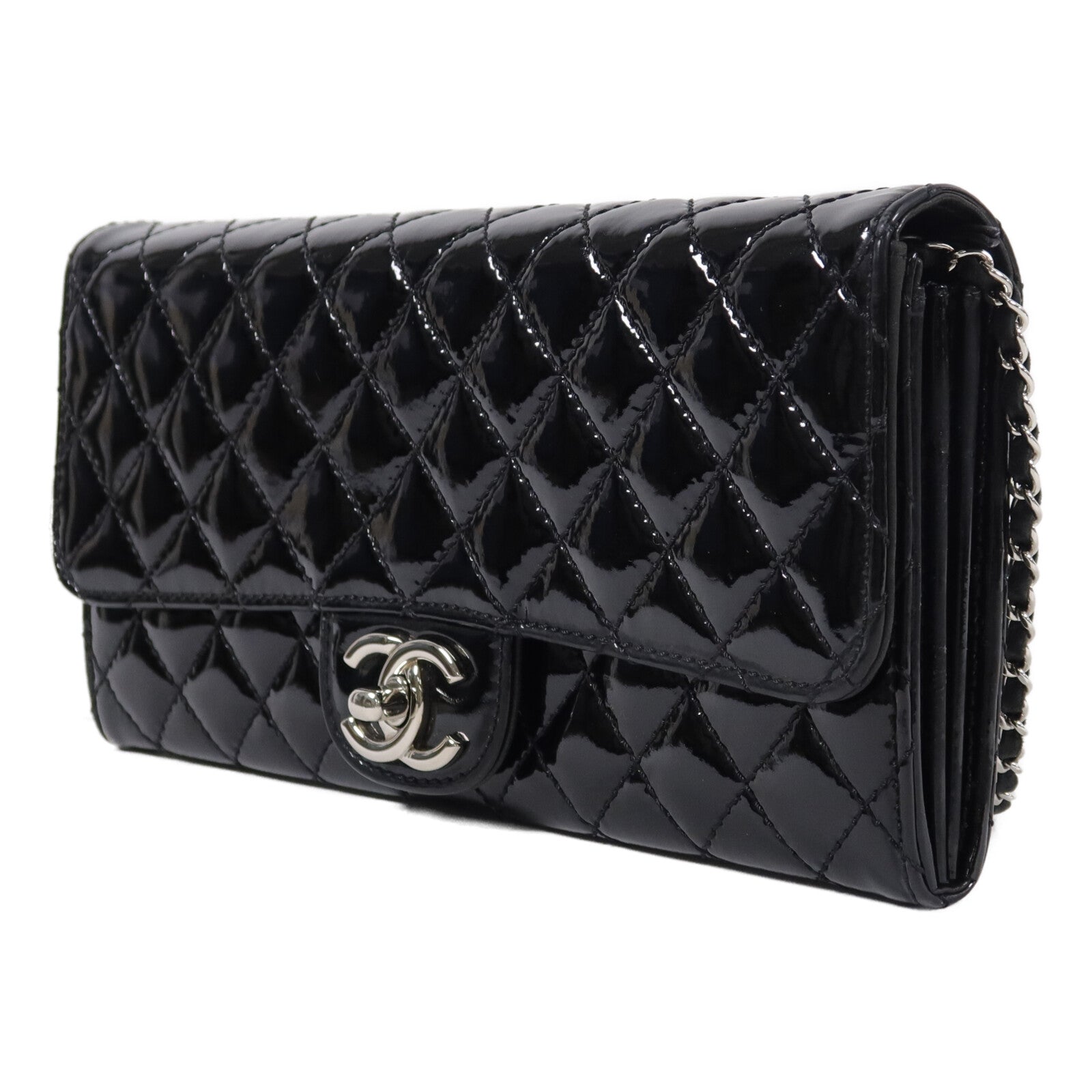 CHANEL 漆皮皮革Classic East West鏈帶肩背袋