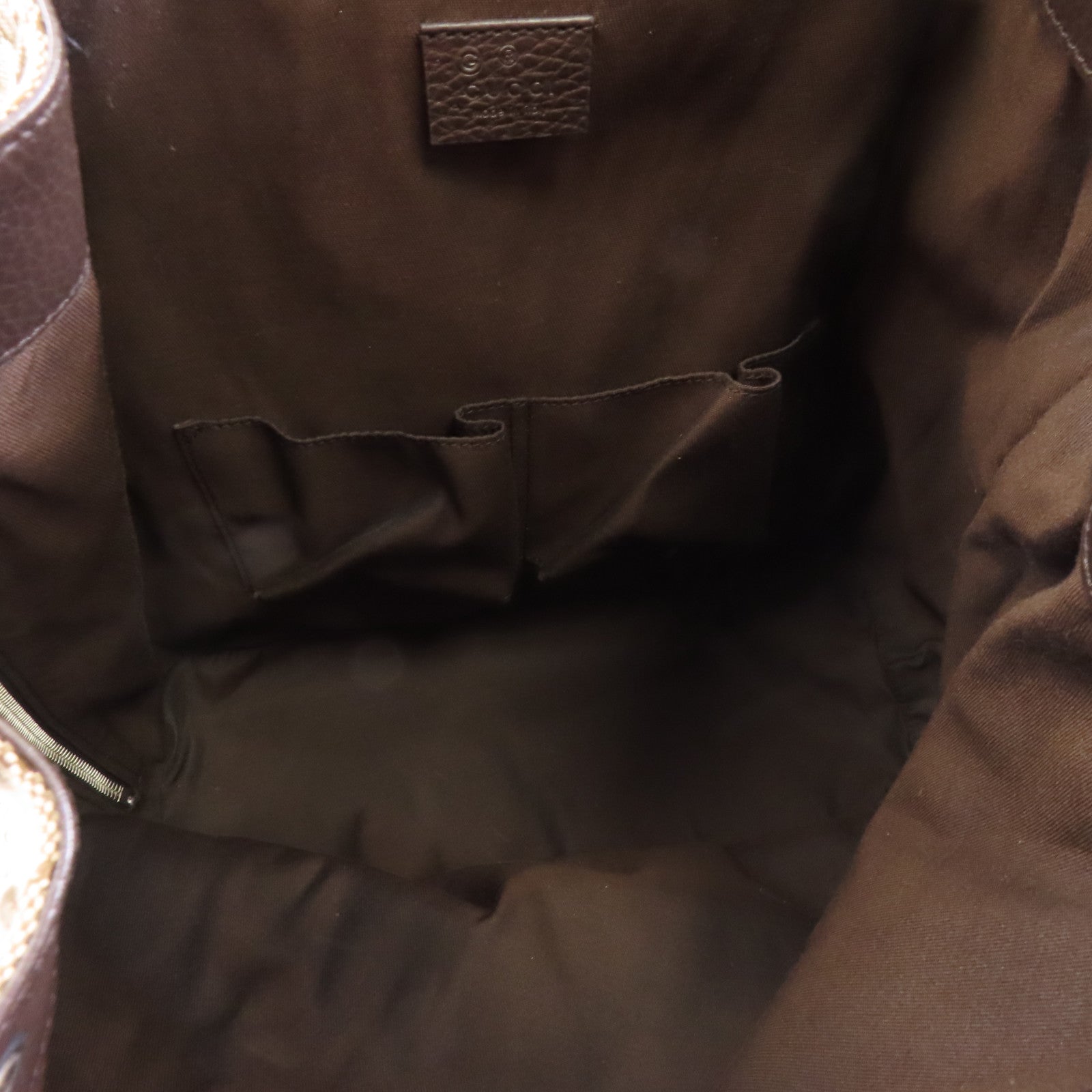 GUCCI 帆布Backpack銀扣背包棕色