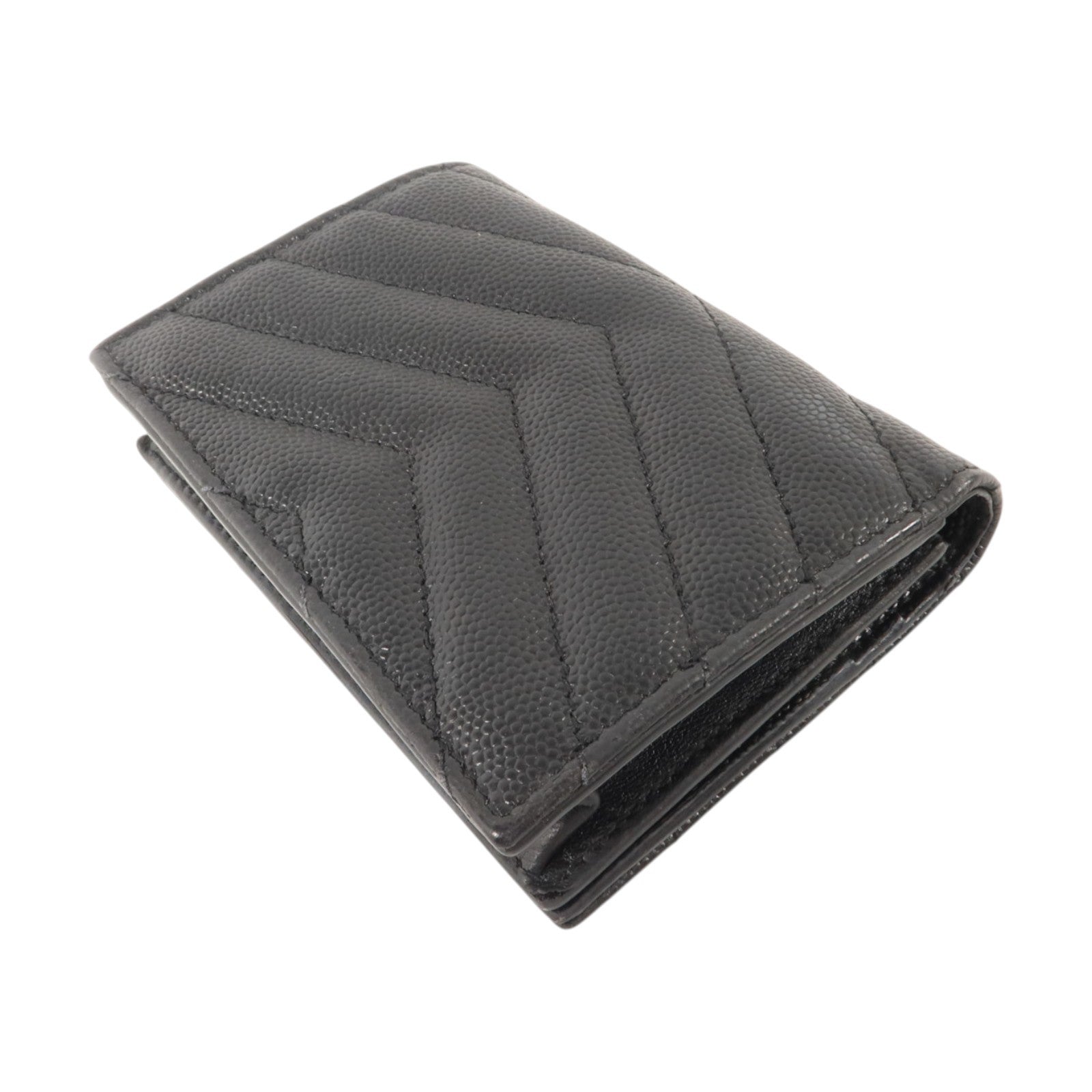 YVES SAINT LAURENT 牛皮皮革Bifold Wallet銀扣錢包
