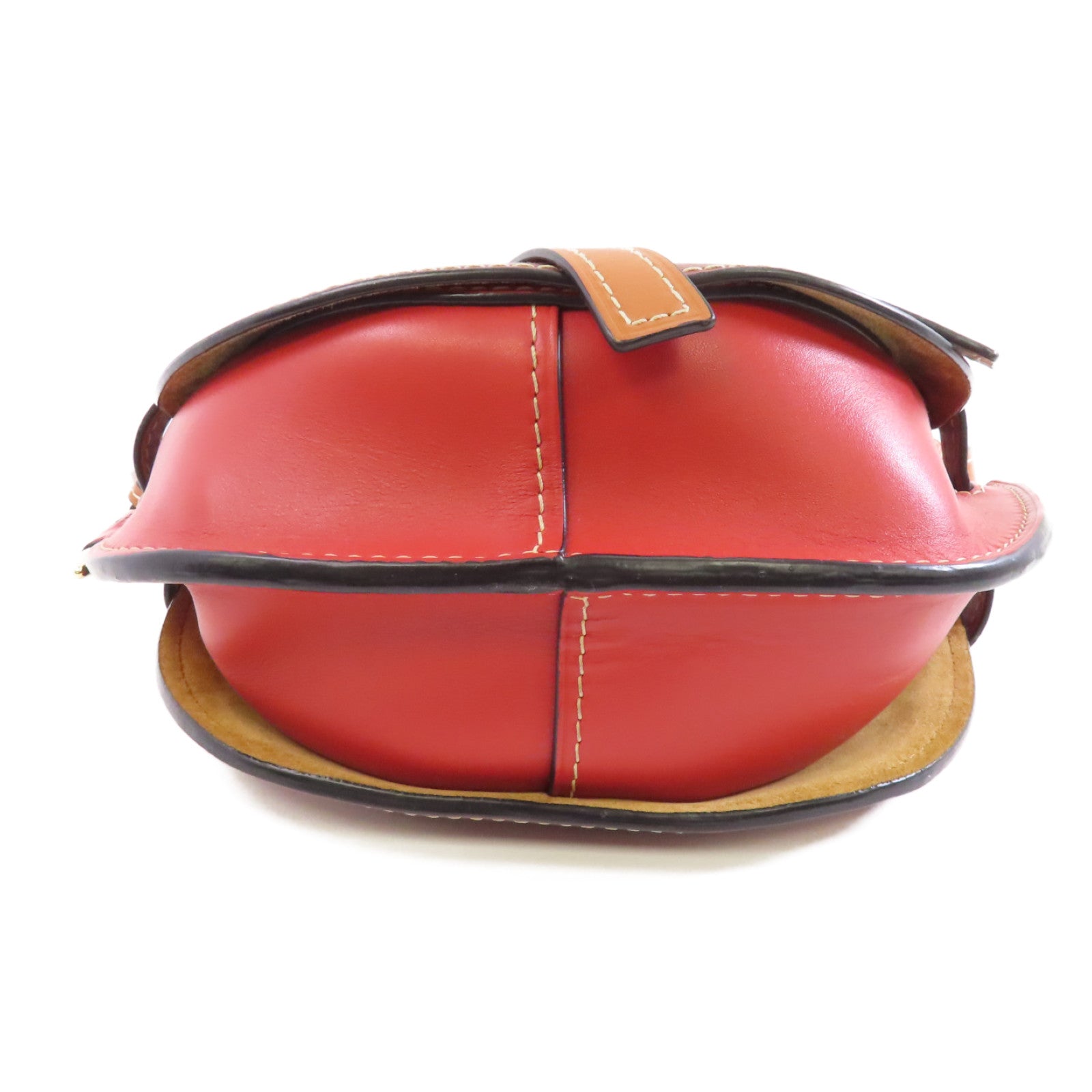 LOEWE 【激減優惠】牛皮皮革Gate Bag金扣肩背袋紅色/啡色