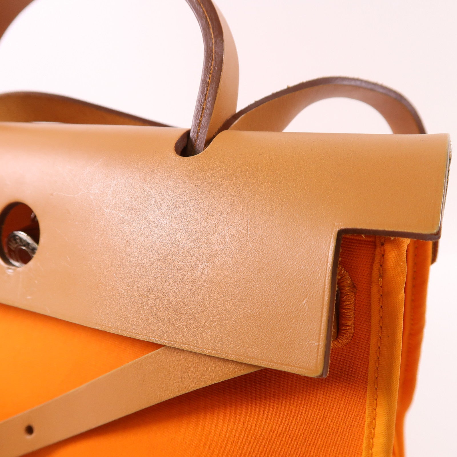 HERMES 帆布Herbag PM銀扣手挽肩背兩用袋93 Orange