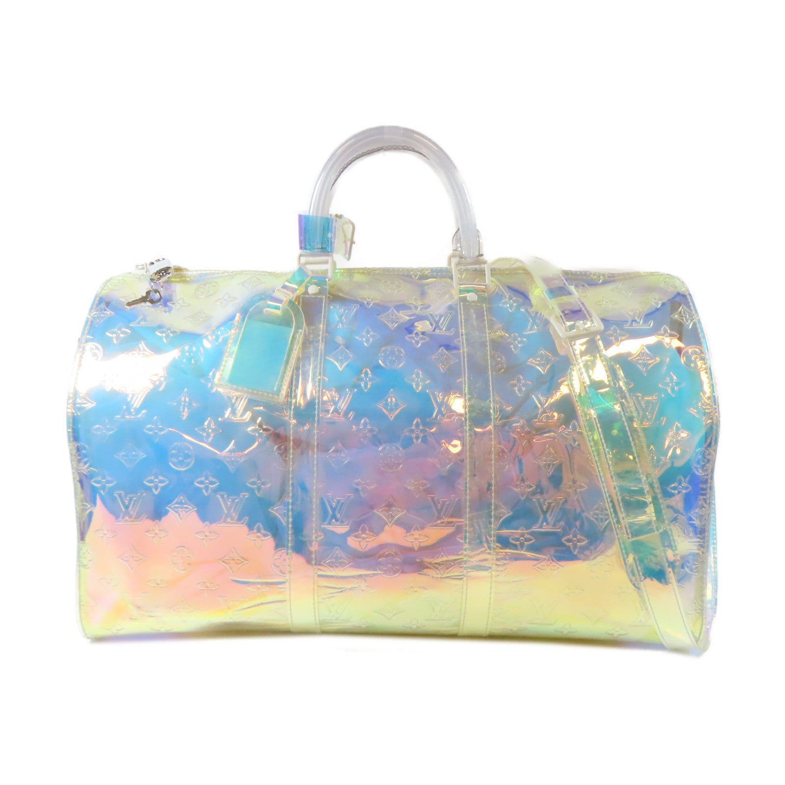 LOUIS VUITTON Monogram Prism Keepall Bandouliere 50手挽肩背兩用袋透明