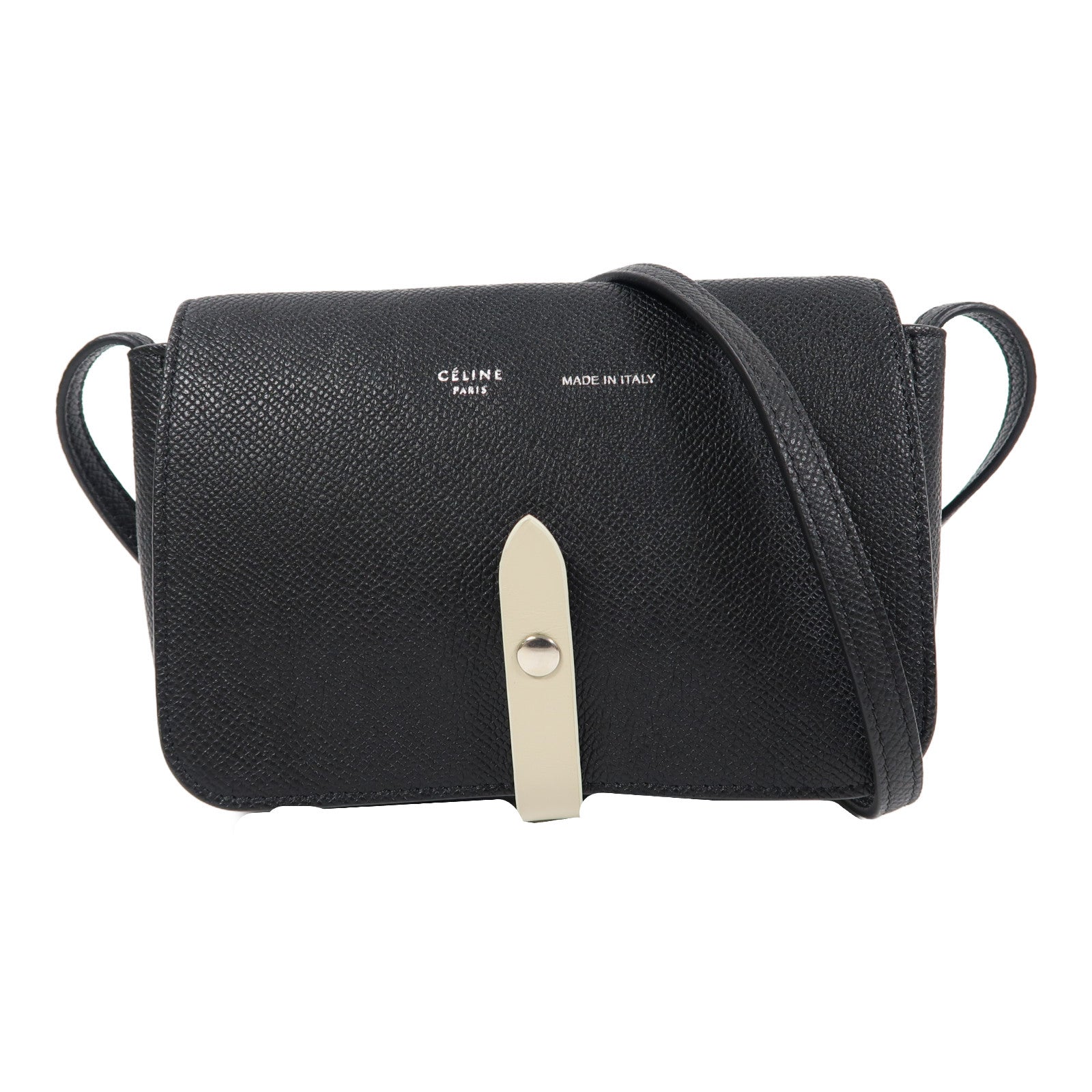 CELINE 牛皮皮革Strap Clutch肩背袋黑色