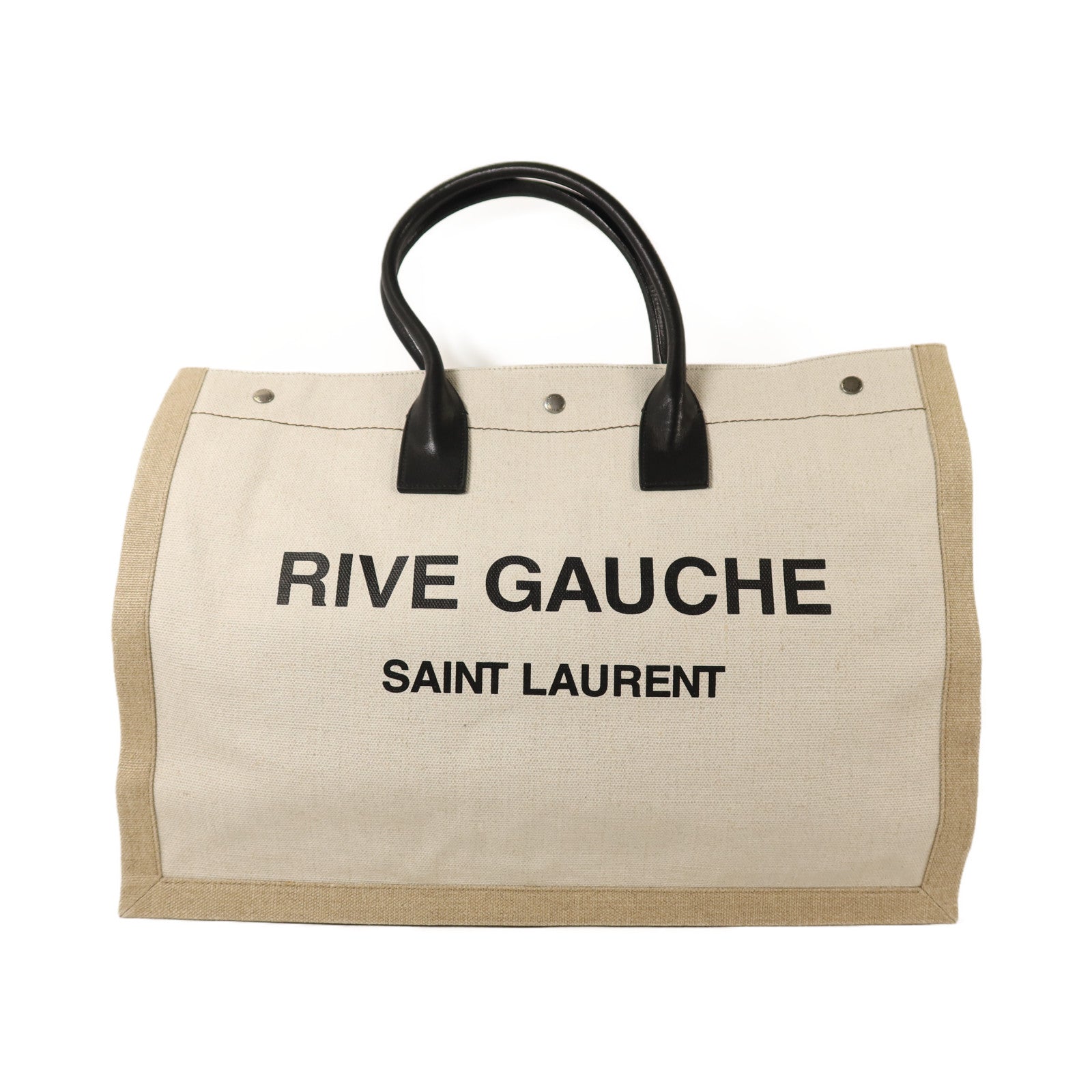 SAINT LAURENT 帆布Rive Gauche Large銀扣手挽袋