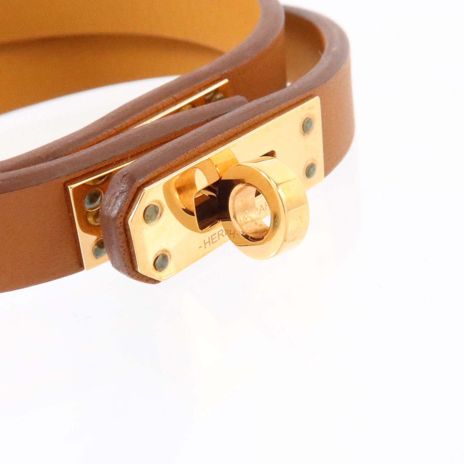 HERMES Swift皮革Mini Kelly Double Tour Bracelet金扣手鏈Gold
