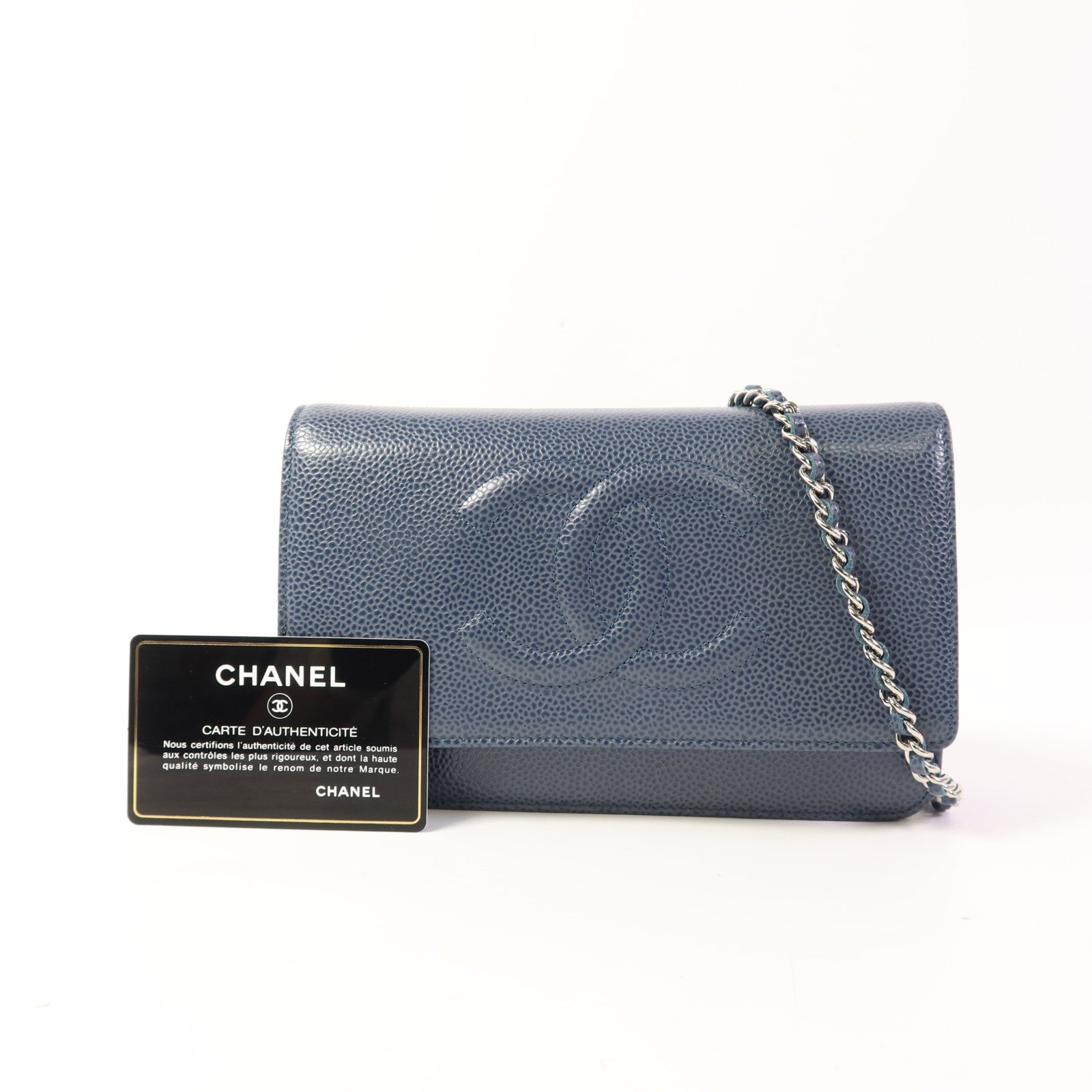CHANEL 牛皮皮革WOC Wallet On Chain銀扣鏈帶肩背袋