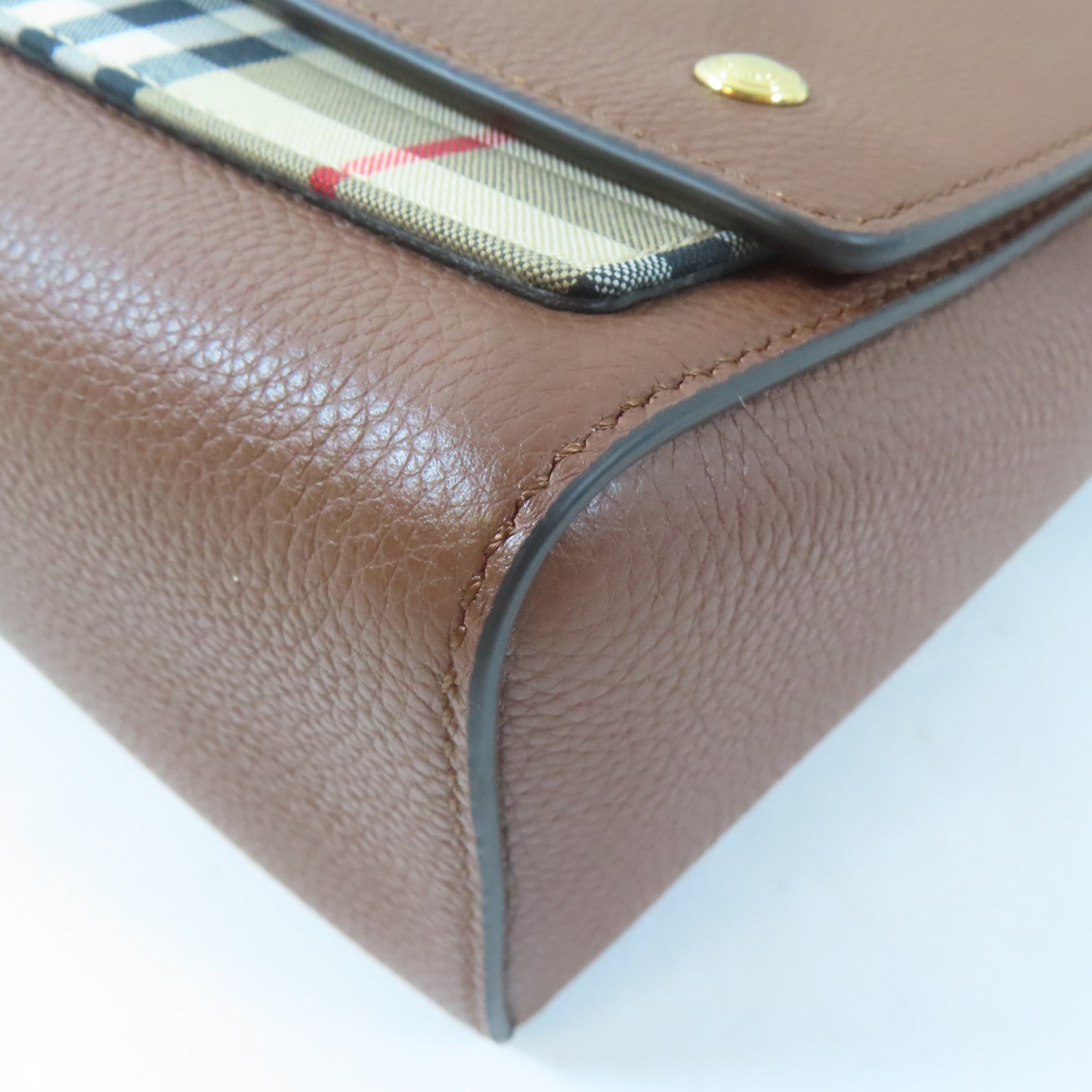 BURBERRY 牛皮皮革Shoulder Bag金扣肩背袋啡色