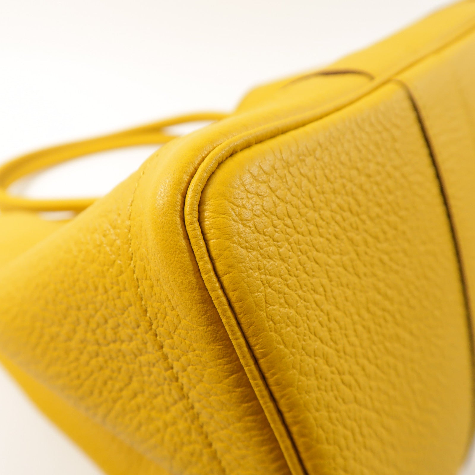 HERMES Negonda皮革Garden Party PM銀扣手挽袋Jaune Ambre