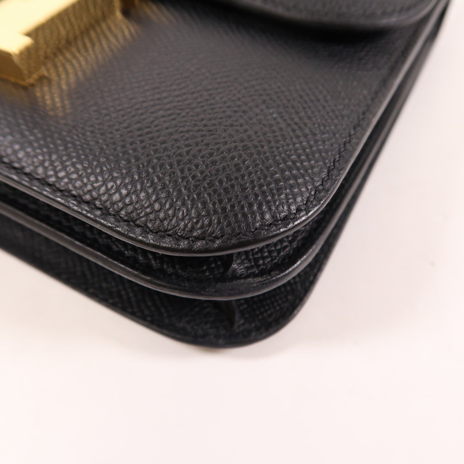 HERMES Epsom皮革Constance Mini肩背袋Noir Black
