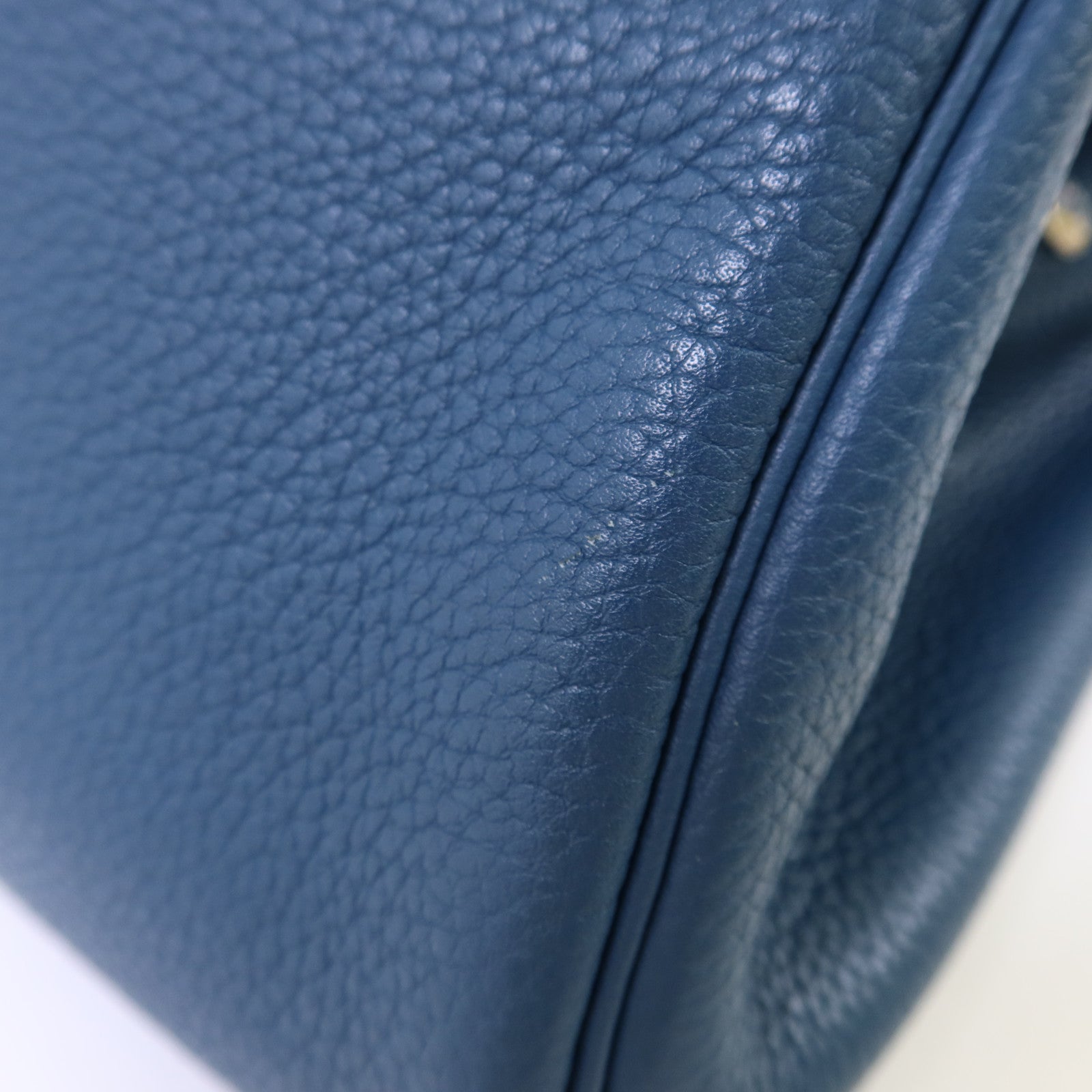 HERMES Clemence皮革Lindy 30銀扣手挽肩背兩用袋Bleu Jean