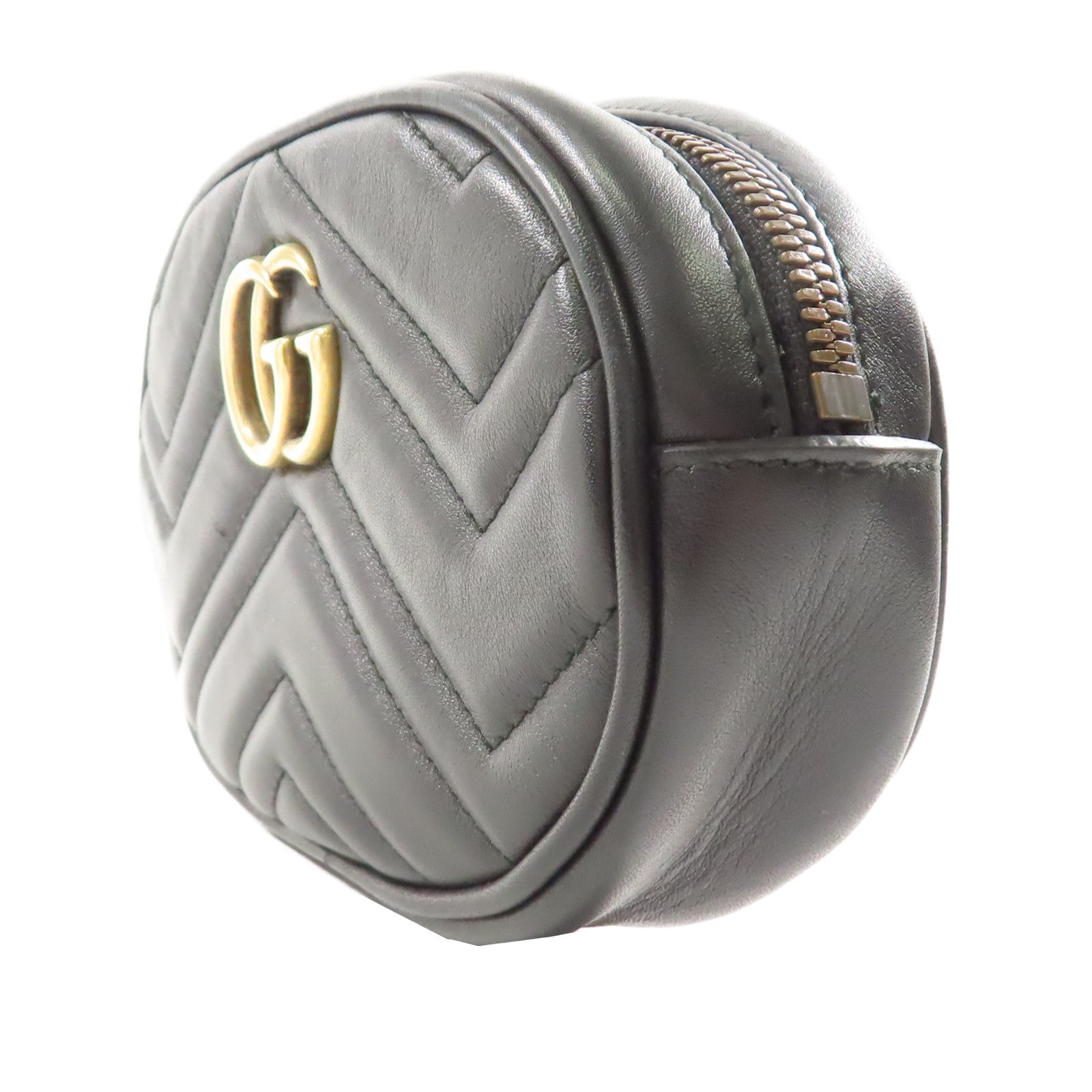 GUCCI GG GHW GG Marmont Waist Bag 476434 Calfskin Leather Black