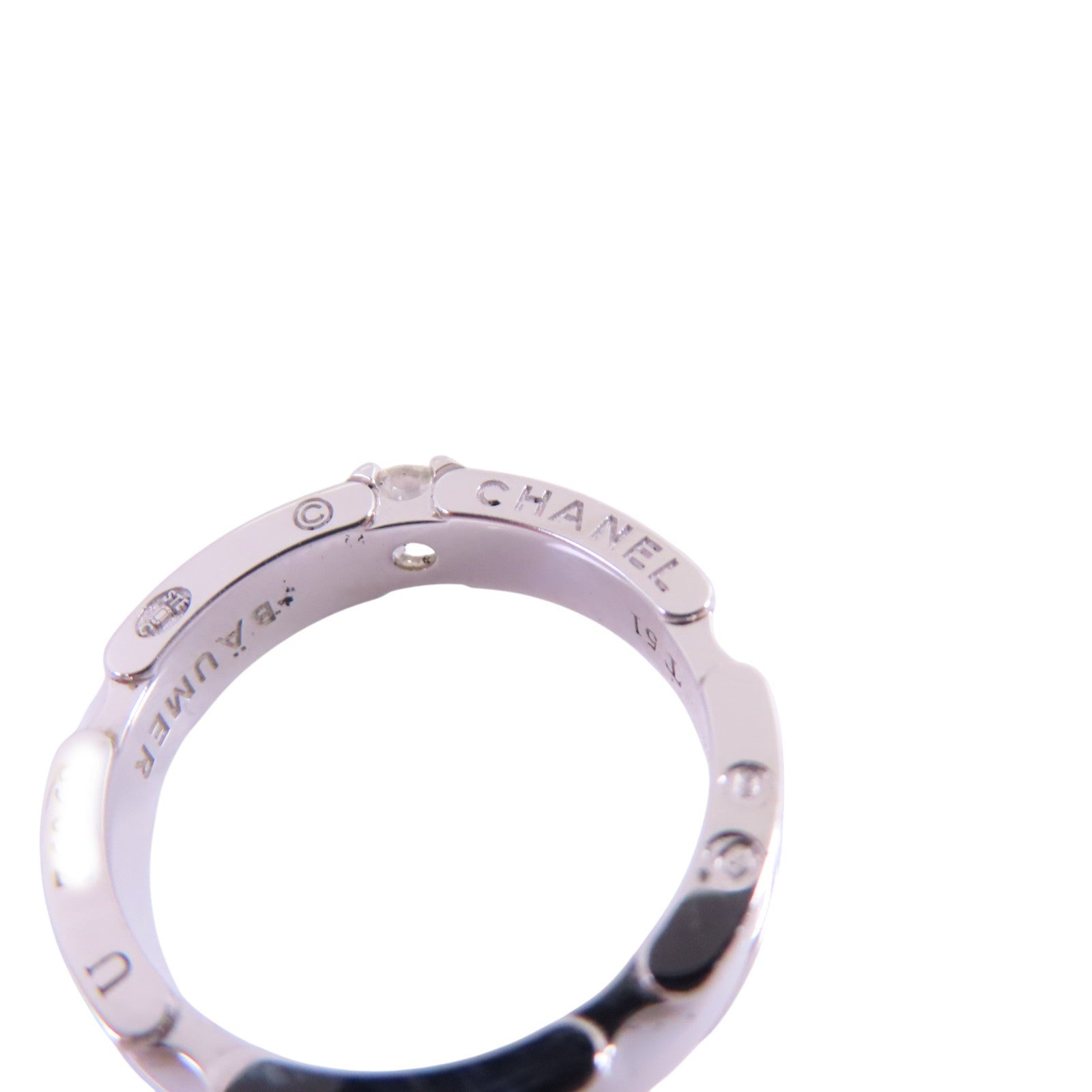 CHANEL 18K白金/陶瓷Diamond Ultra Ring戒指#51/US#5.25