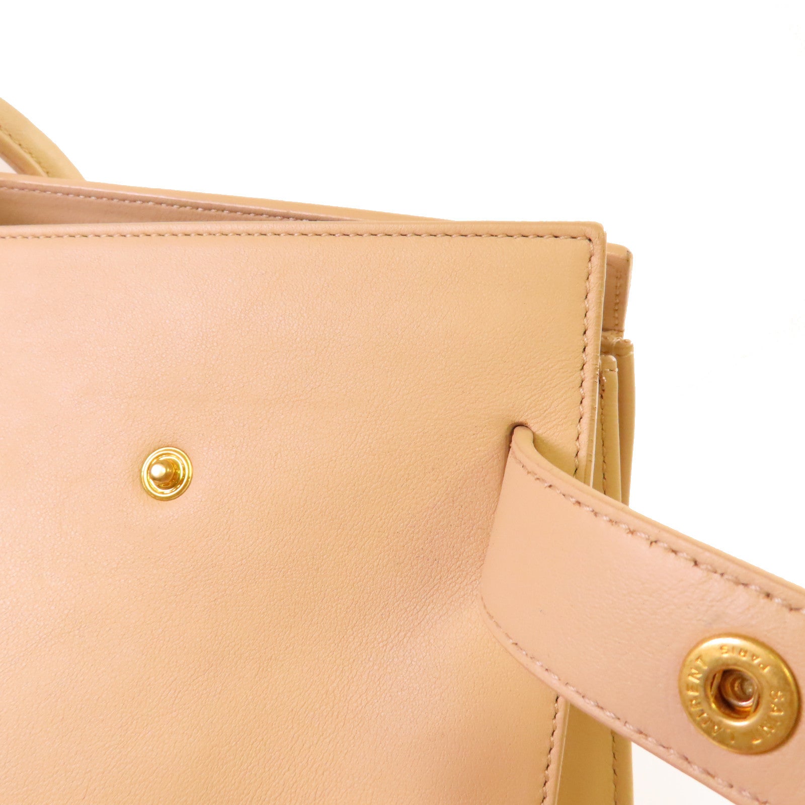 SAINT LAURENT 牛皮皮革Sac De Jour Large Shoulder Bag肩背袋杏色