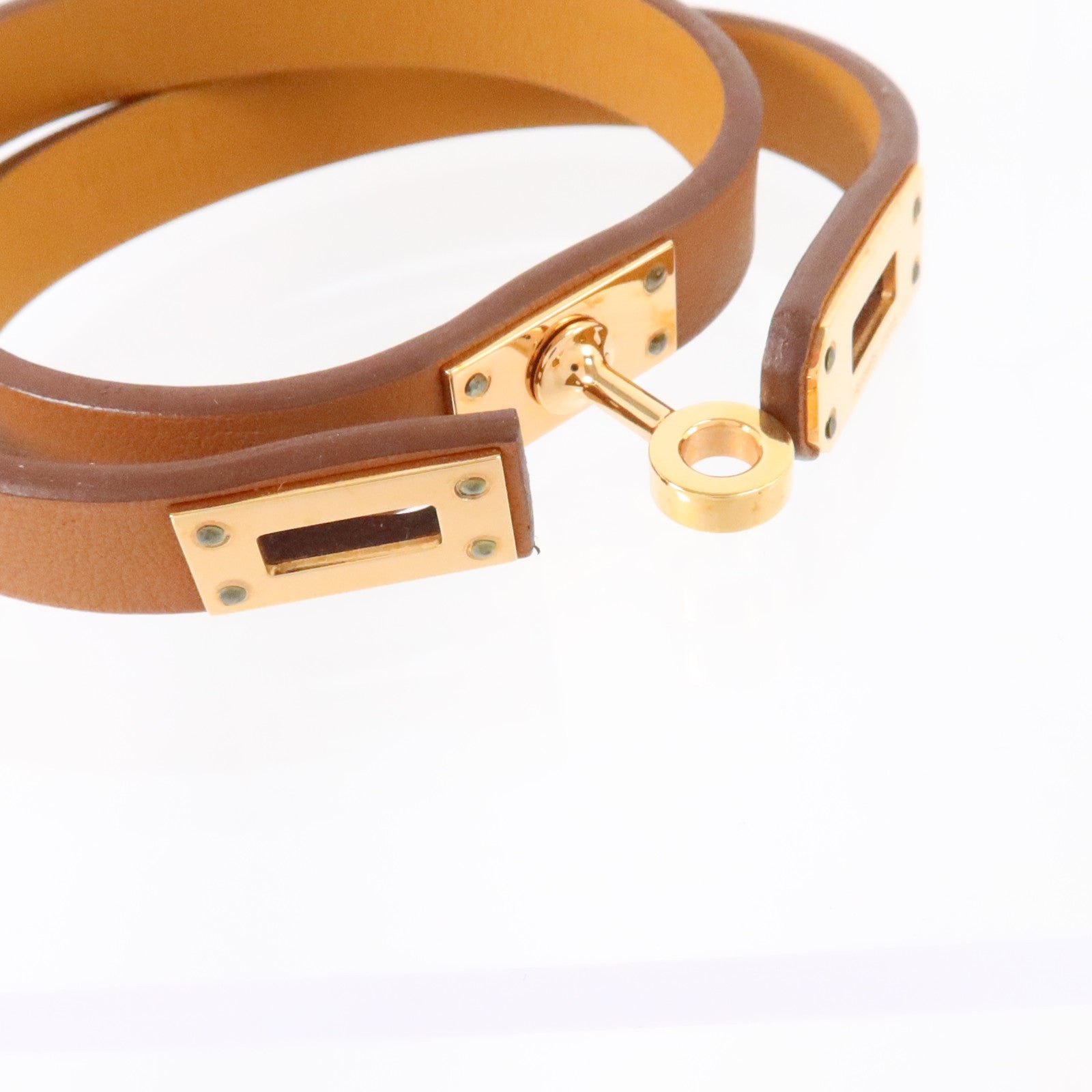 HERMES Swift皮革Mini Kelly Double Tour Bracelet金扣手鏈Gold