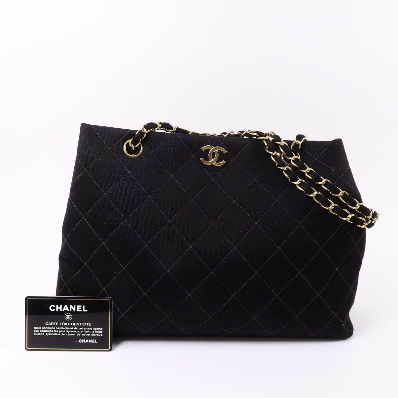 CHANEL 棉布Vintage Shoulder Bag鏈帶手挽肩背兩用袋