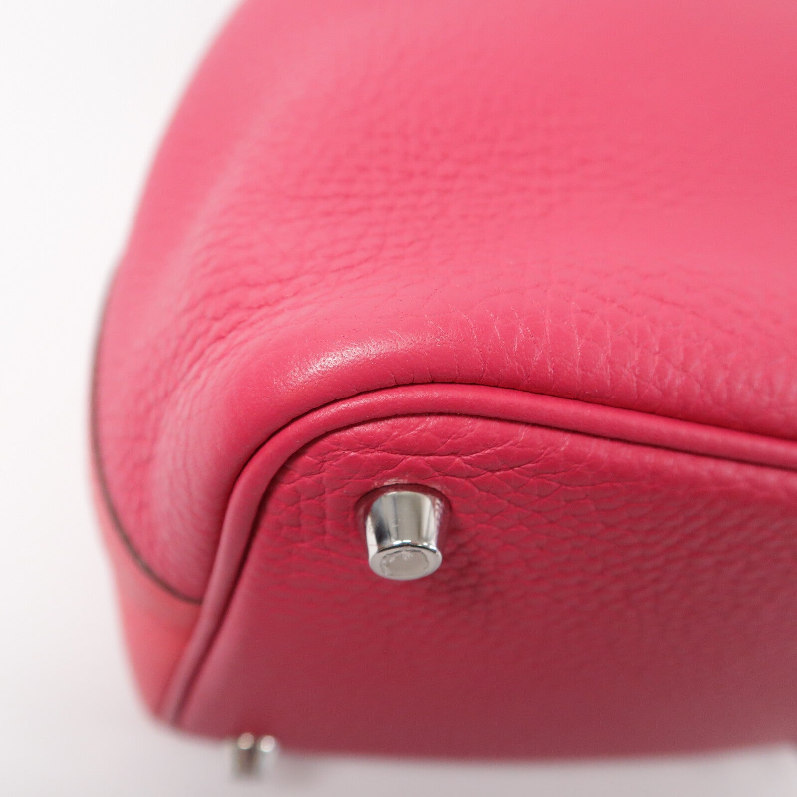 HERMES Clemence皮革Picotin PM手挽袋Rose Extreme