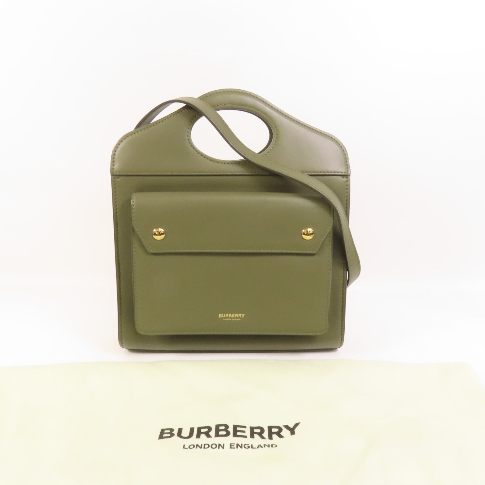 BURBERRY 牛皮皮革Mini Pocket Bag金扣手挽肩背兩用袋