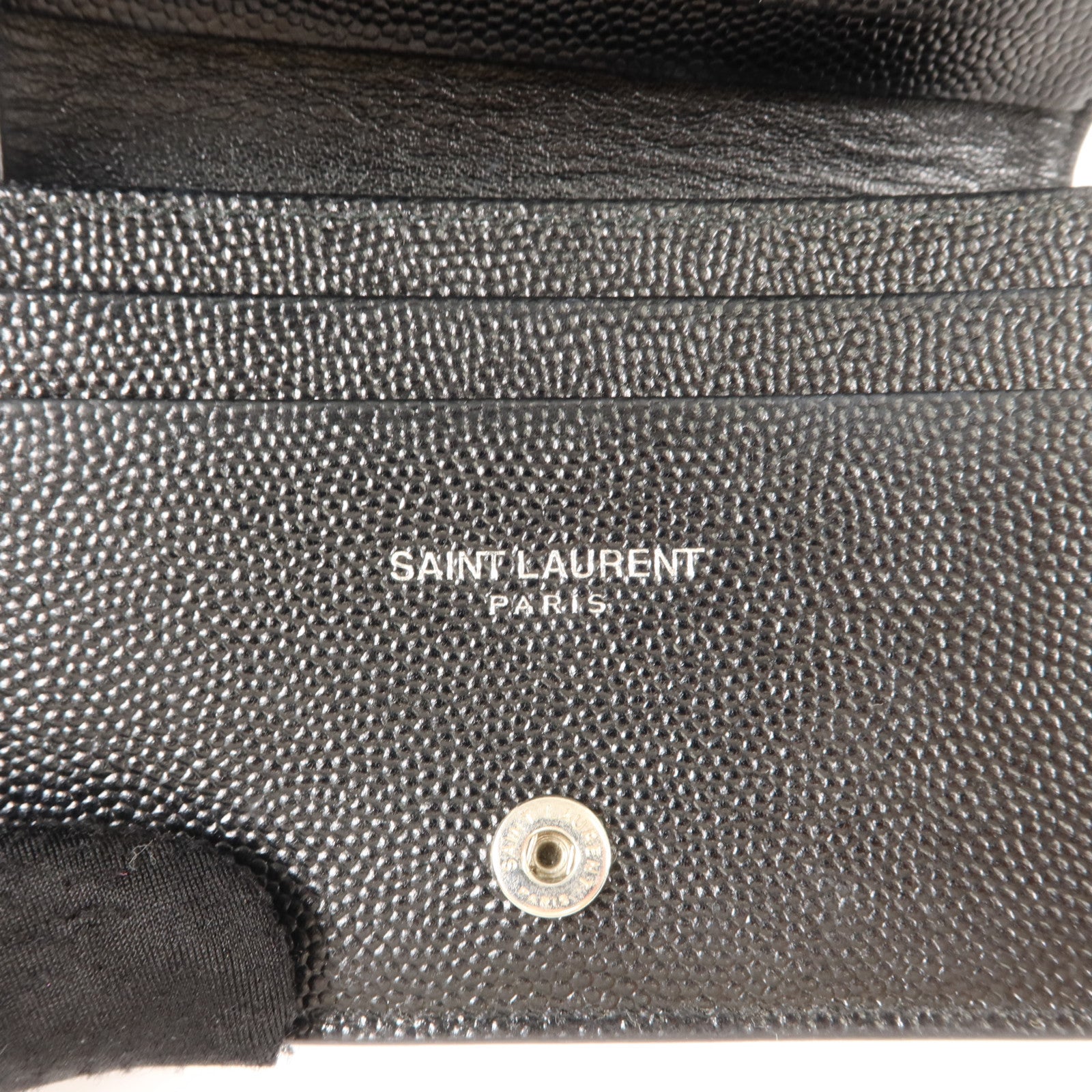 YVES SAINT LAURENT 牛皮皮革Bifold Wallet銀扣錢包