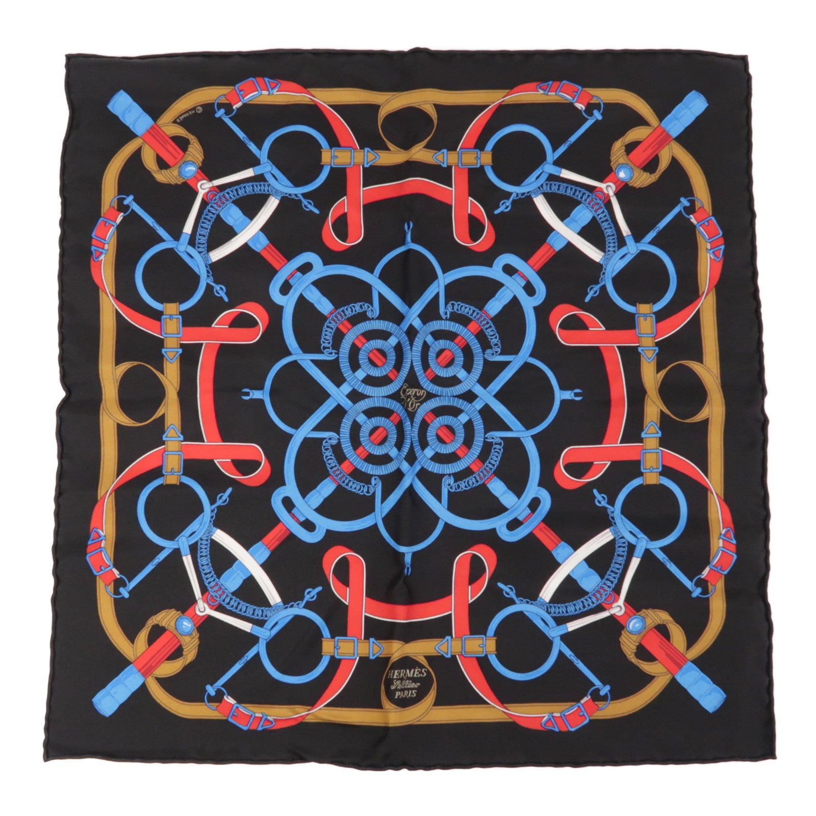HERMES Scarf 40x40 Silk Black
