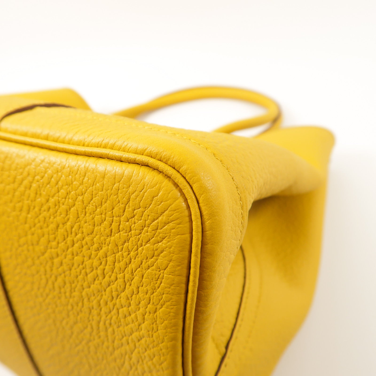 HERMES Negonda皮革Garden Party PM銀扣手挽袋Jaune Ambre