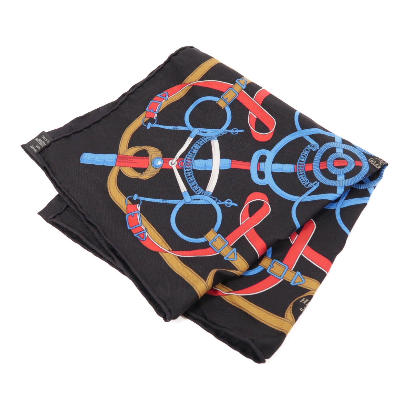 HERMES Scarf 40x40 Silk Black