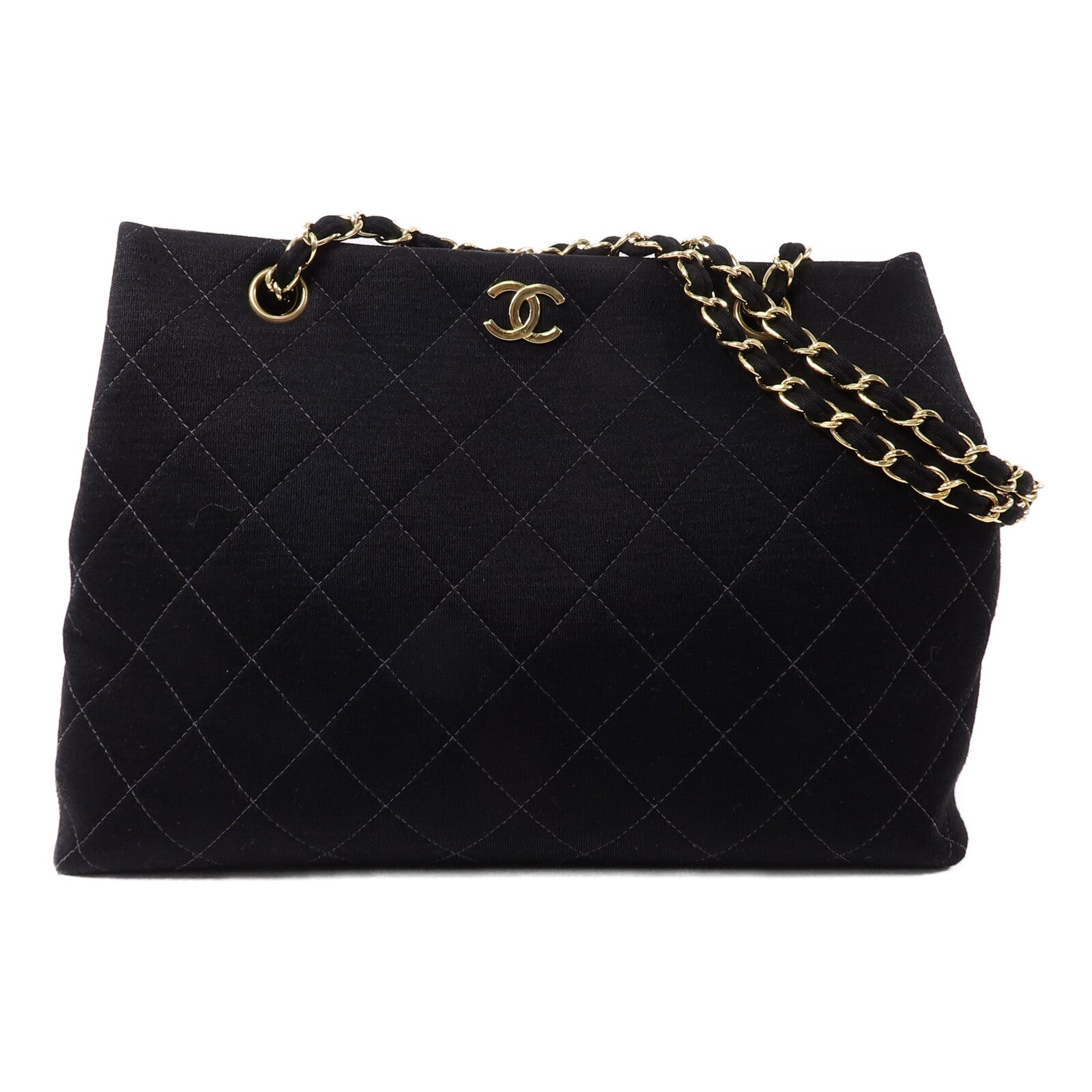 CHANEL 棉布Vintage Shoulder Bag鏈帶手挽肩背兩用袋