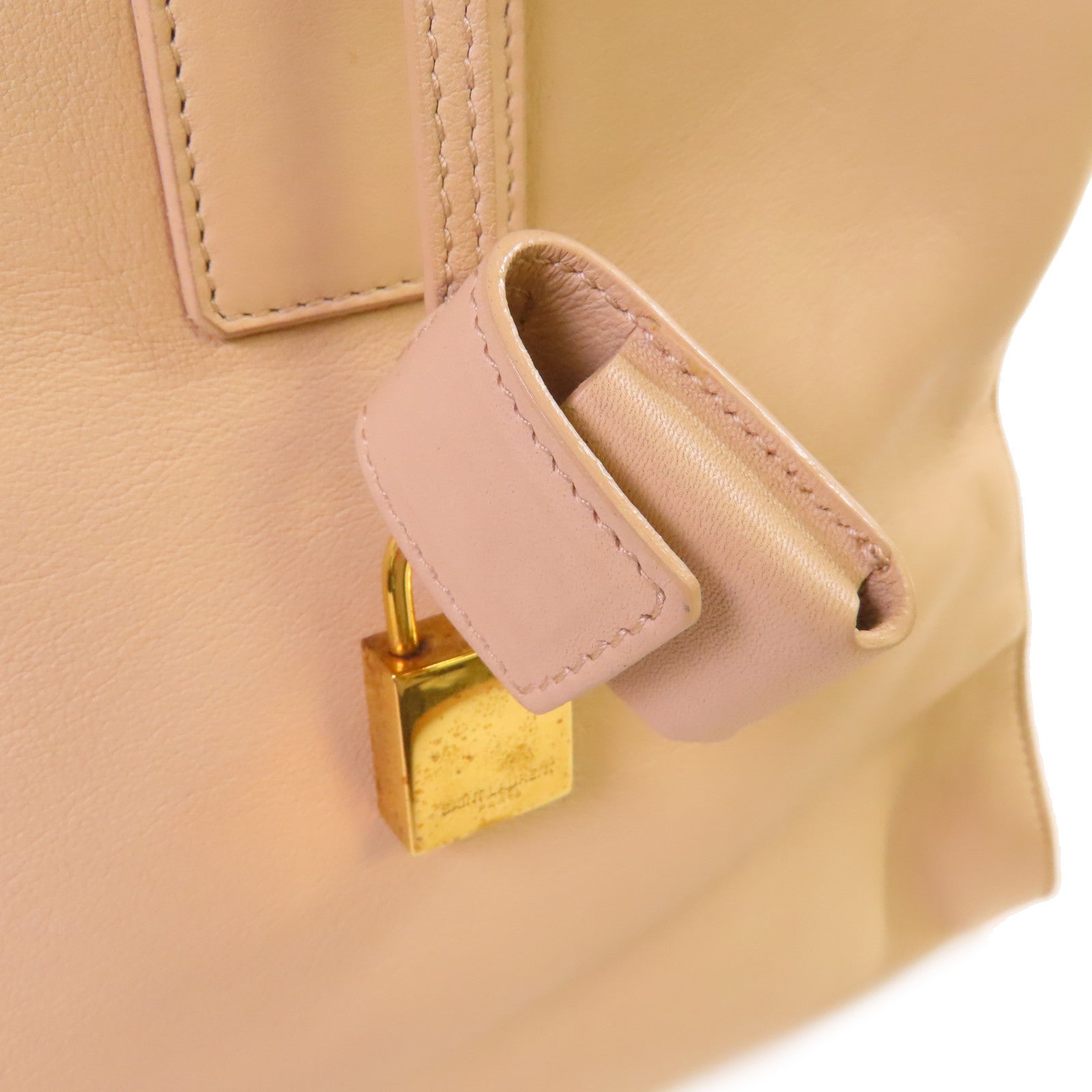 SAINT LAURENT 牛皮皮革Sac De Jour Large Shoulder Bag肩背袋杏色