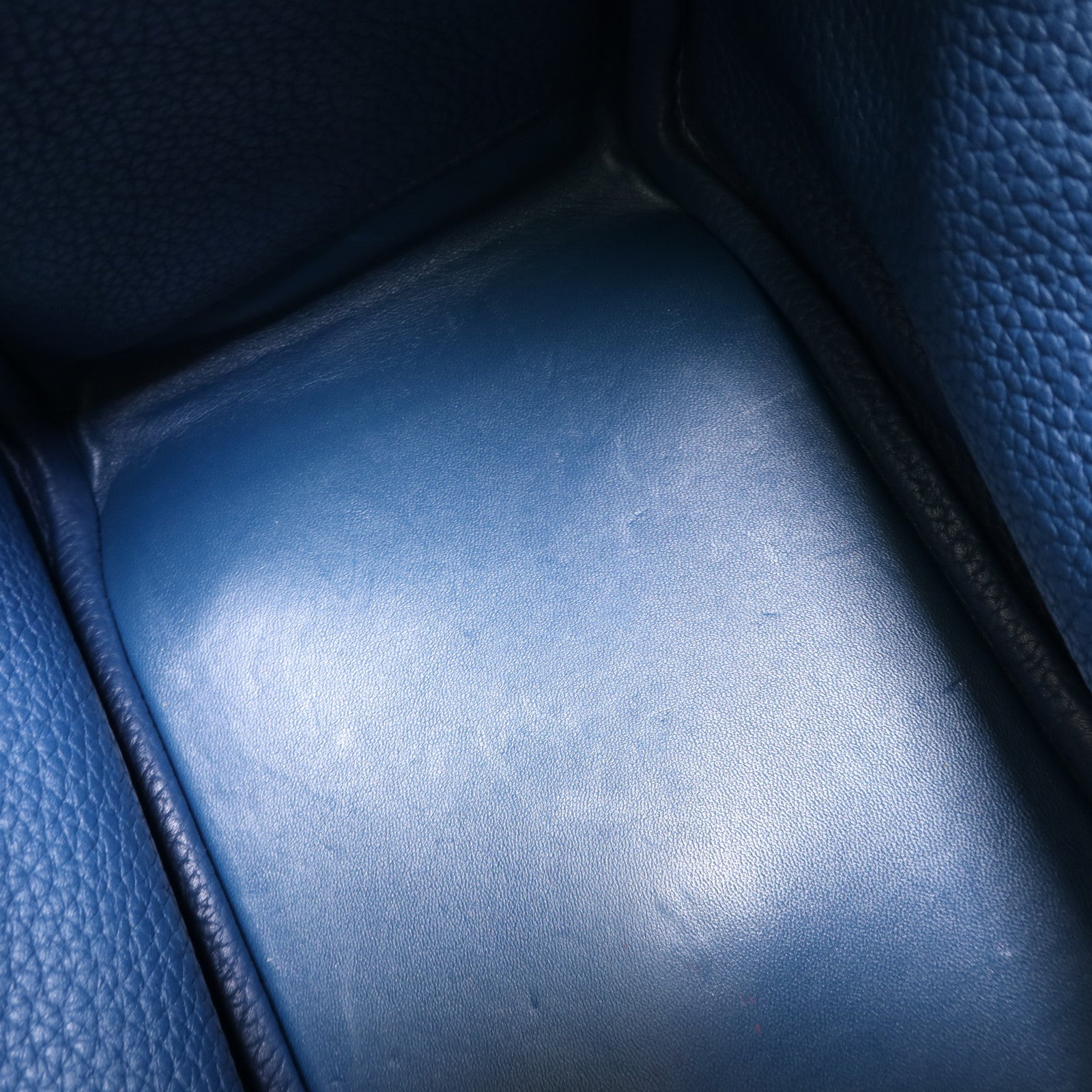 HERMES Clemence皮革Lindy 30銀扣手挽肩背兩用袋Bleu Jean