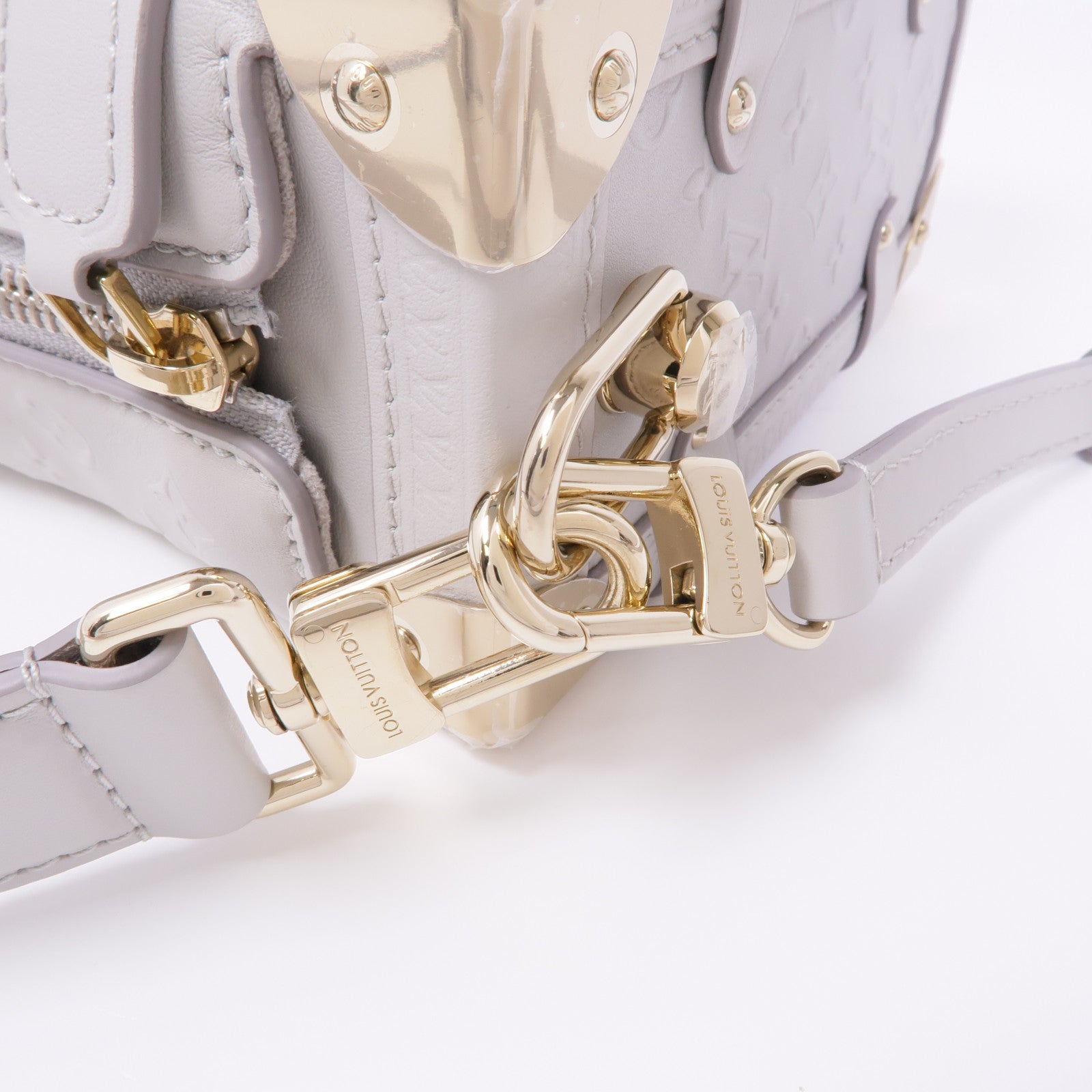 LOUIS VUITTON 牛皮皮革Side Trunk MM金扣手挽肩背兩用袋
