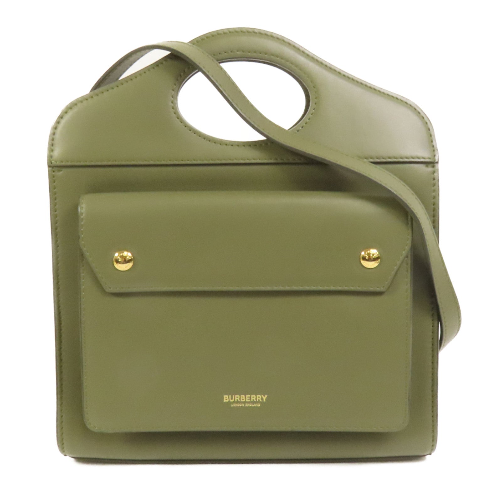 BURBERRY 牛皮皮革Mini Pocket Bag金扣手挽肩背兩用袋