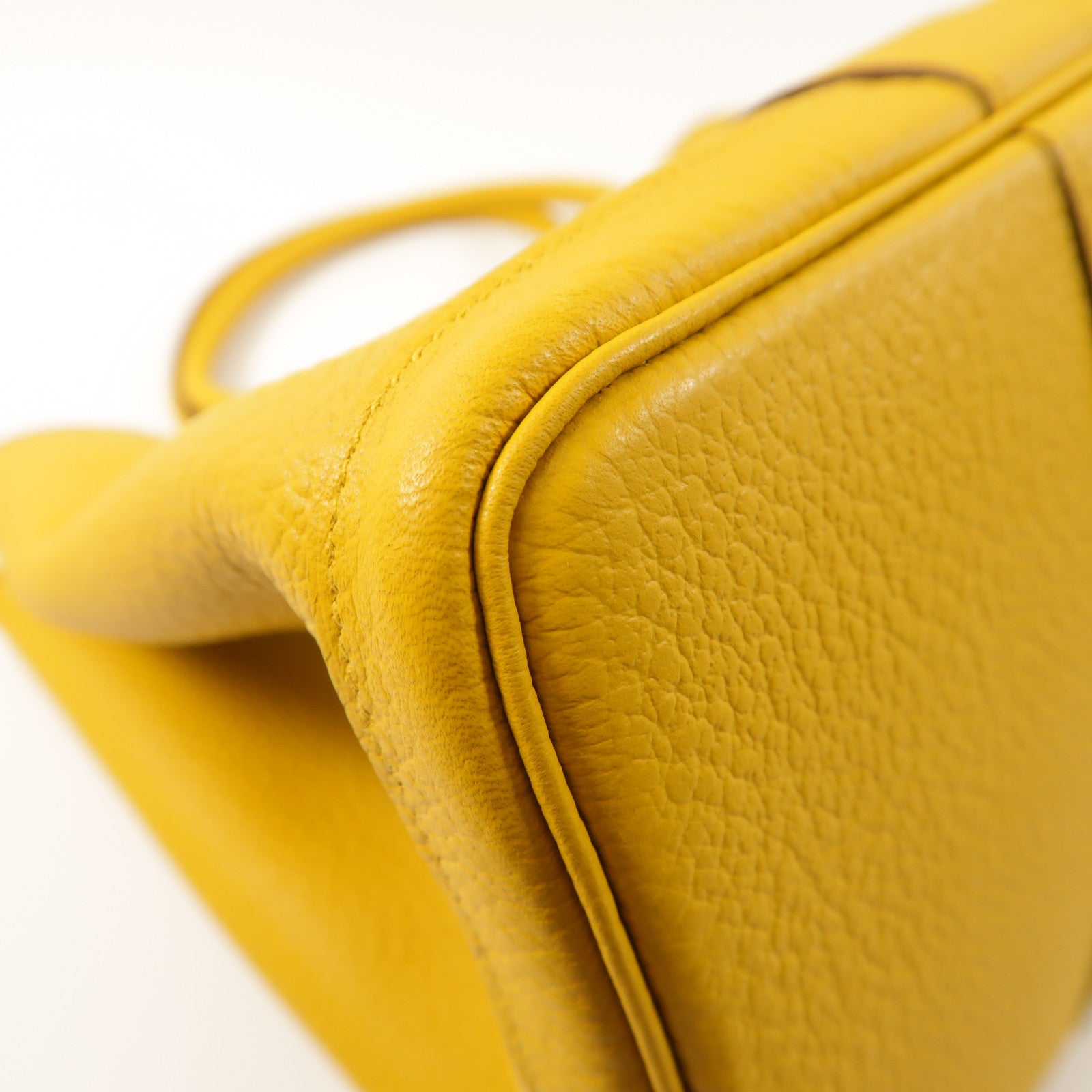 HERMES Negonda皮革Garden Party PM銀扣手挽袋Jaune Ambre