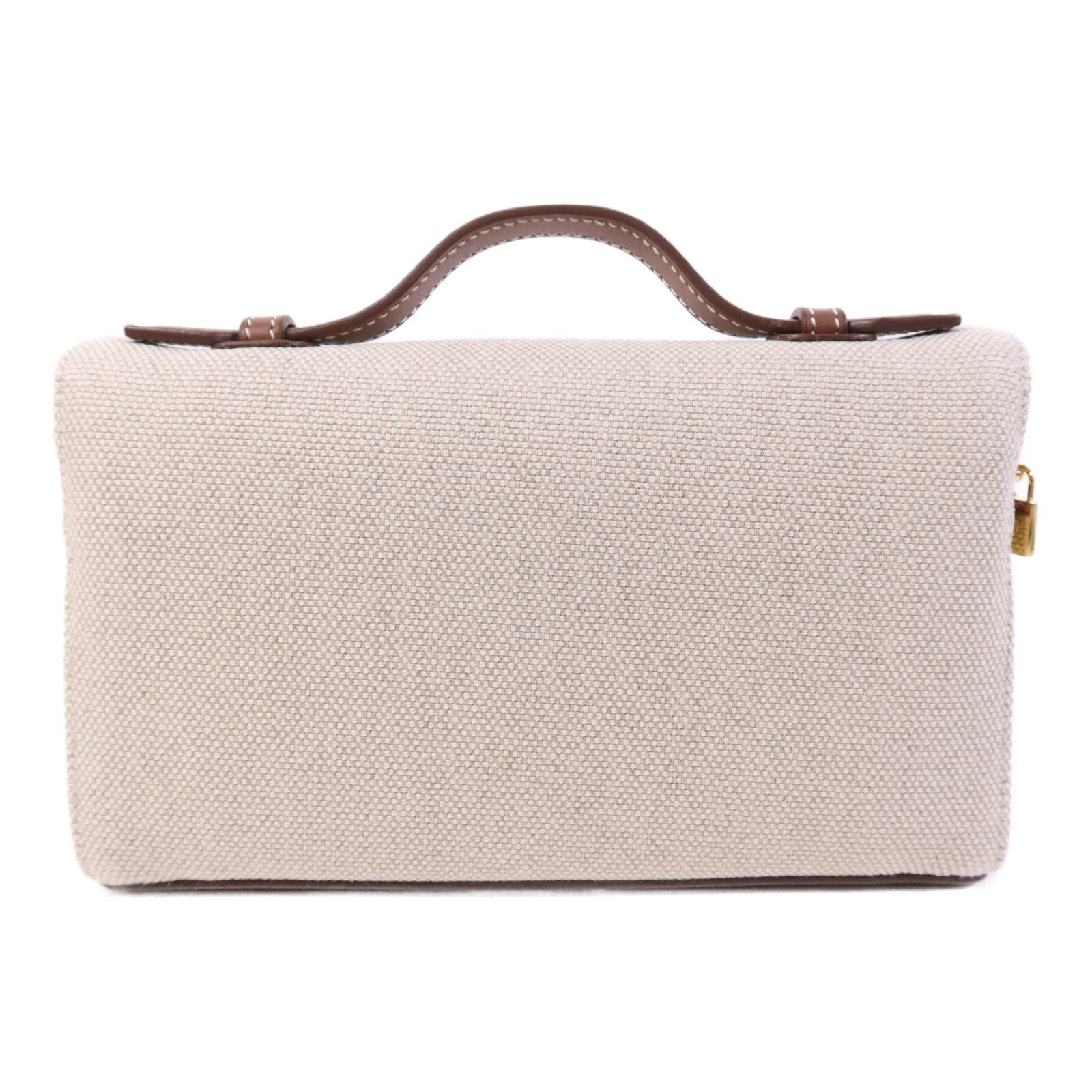 Loro Piana 帆布/牛皮皮革Extra Pocket L19金扣手挽肩背兩用袋
