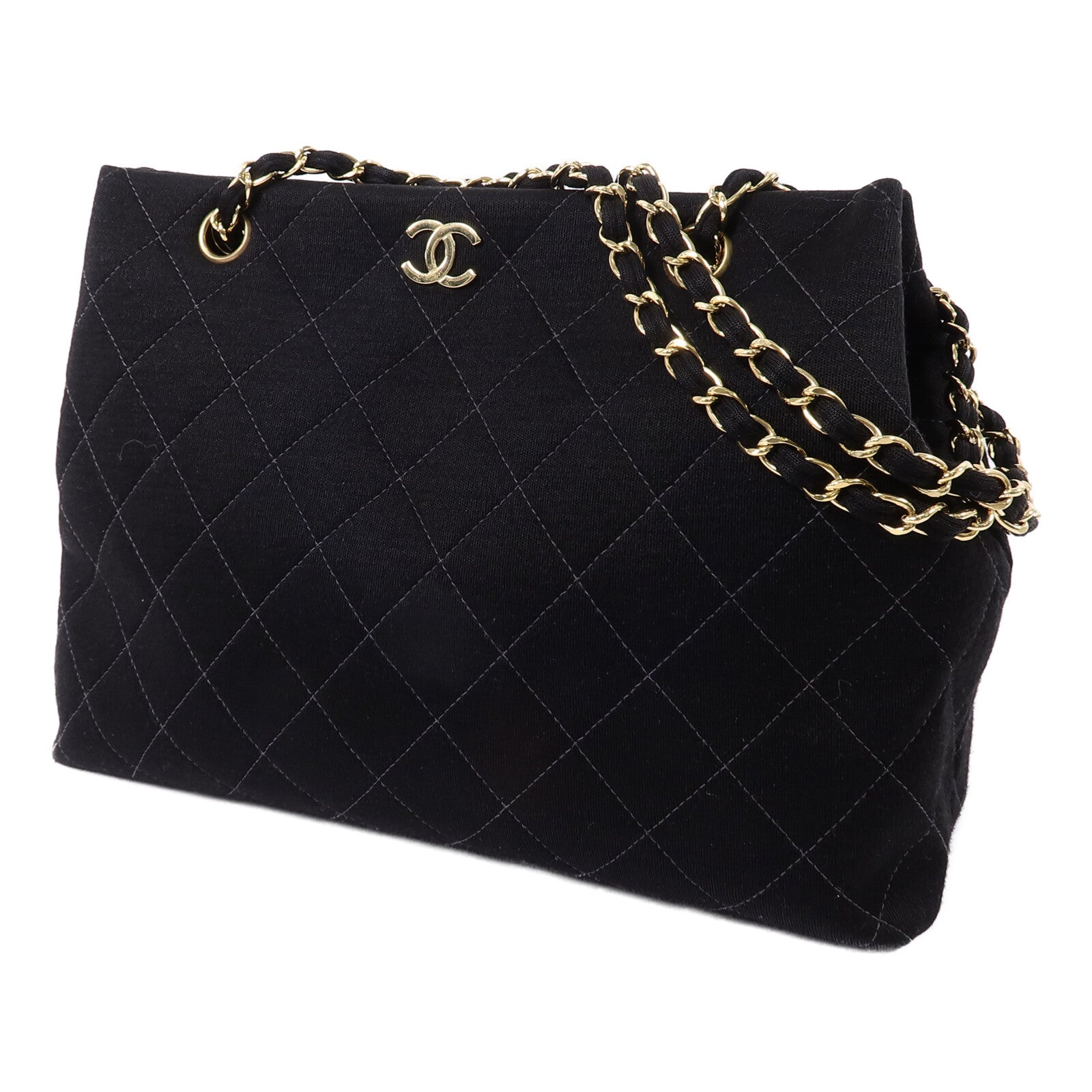 CHANEL 棉布Vintage Shoulder Bag鏈帶手挽肩背兩用袋