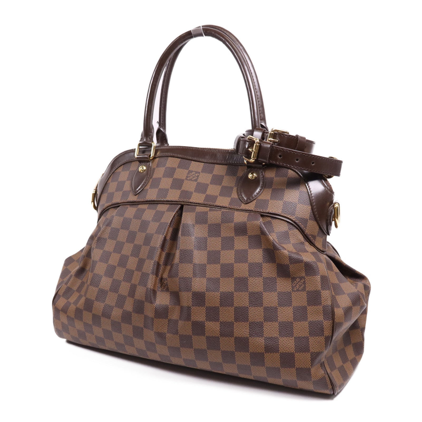 LOUIS VUITTON Damier Trevi GM金扣手挽肩背兩用袋棕色