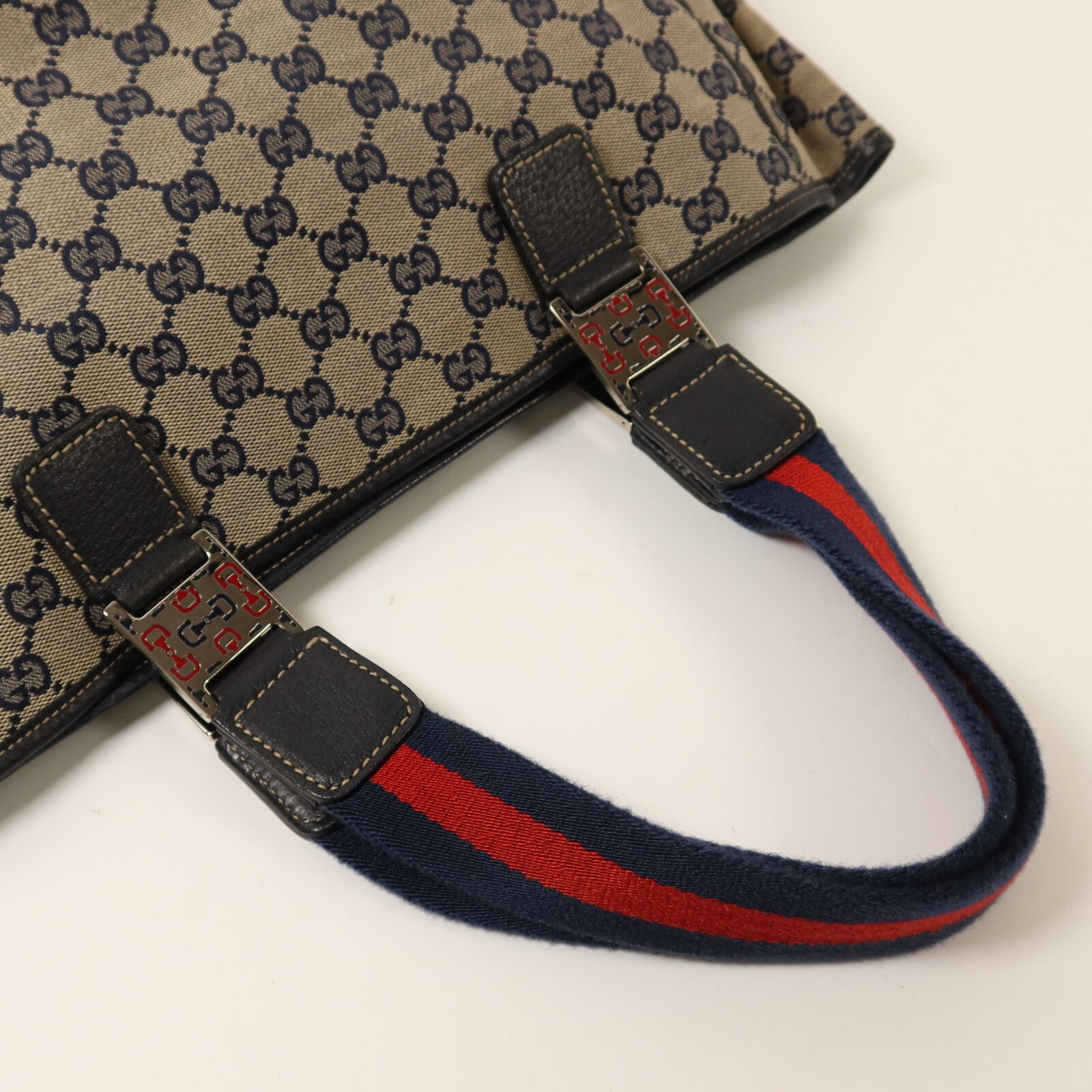 GUCCI 帆布Tote Bag Medium銀扣手挽袋