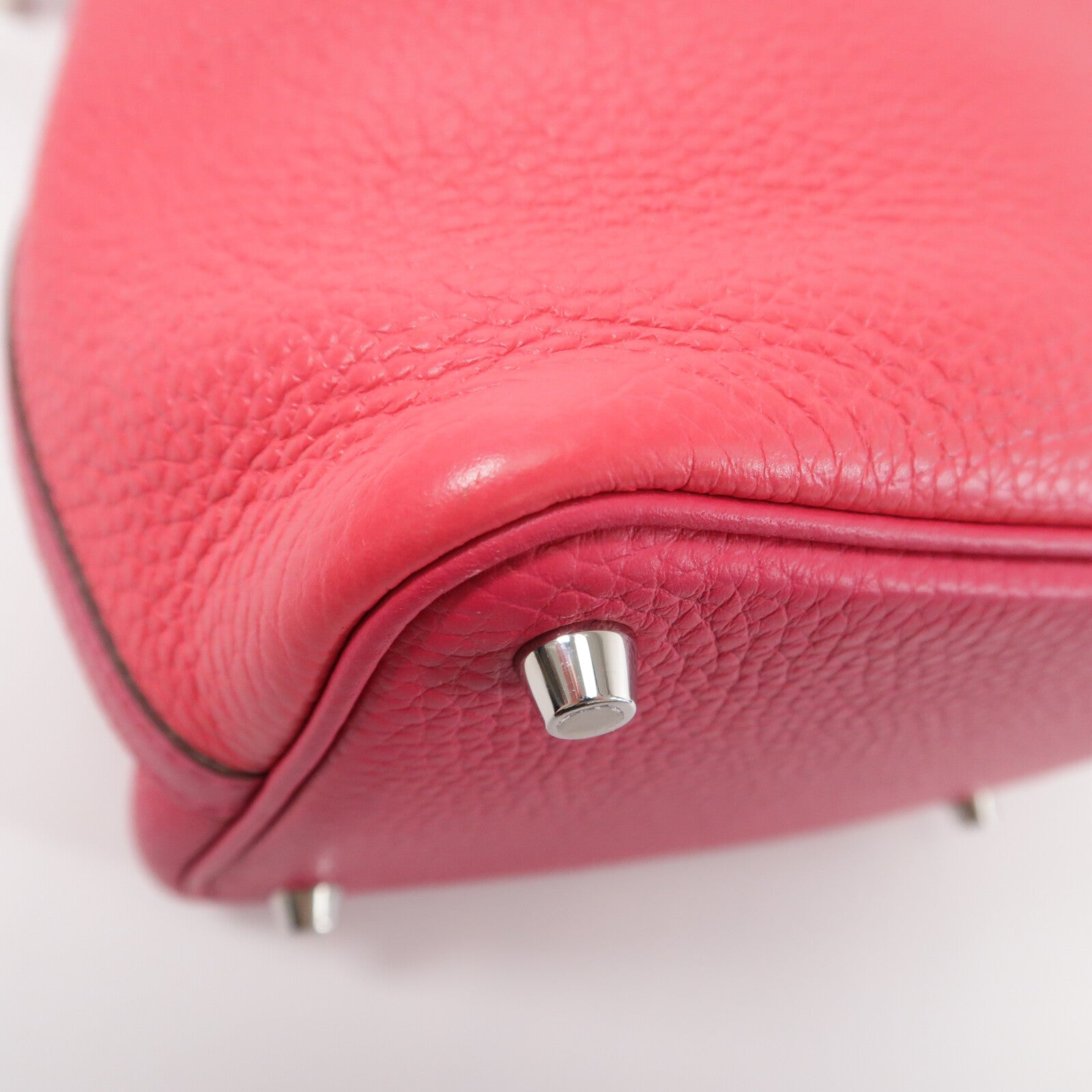 HERMES Clemence皮革Picotin PM手挽袋Rose Extreme