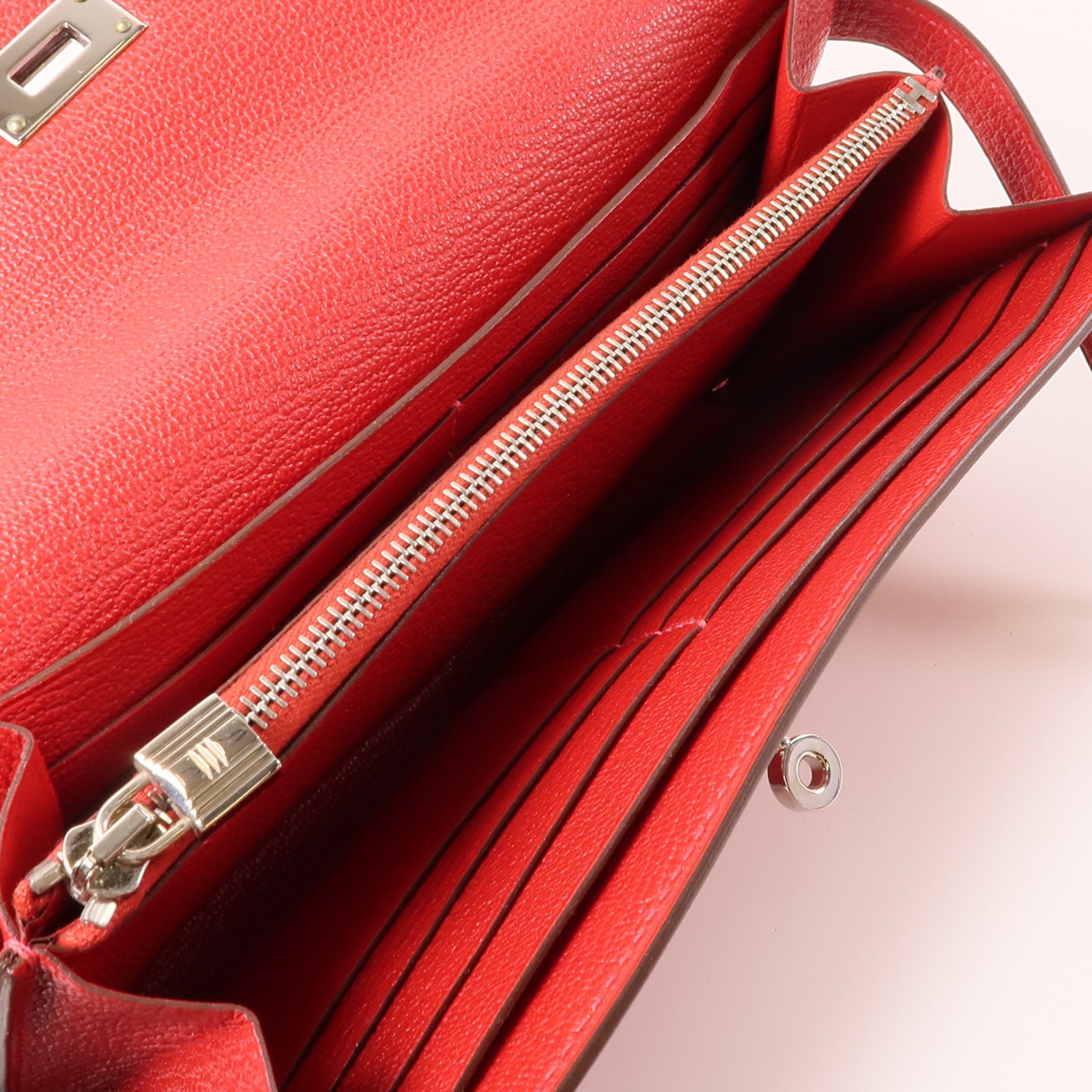 HERMES Chevre皮革Kelly Wallet銀扣長錢包紅色– Brand Off Hong