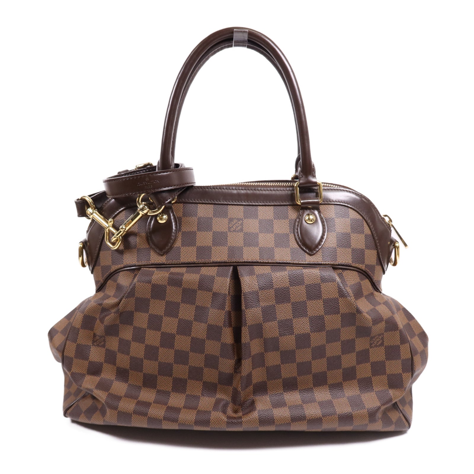 LOUIS VUITTON Damier Trevi GM金扣手挽肩背兩用袋棕色