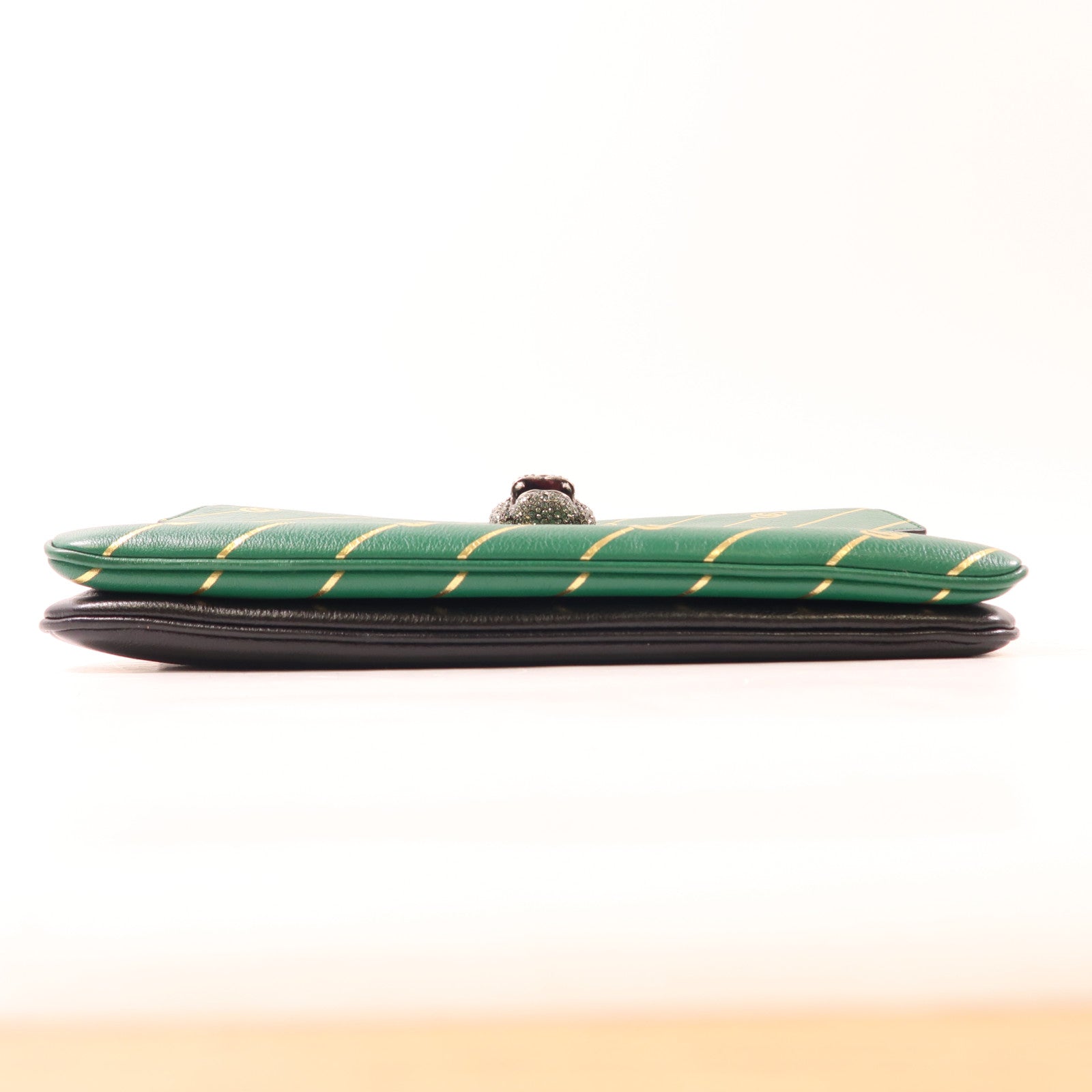 GUCCI GG GHW Thiara Medium 2Way Shoulder Bag Leather Black Green 524822